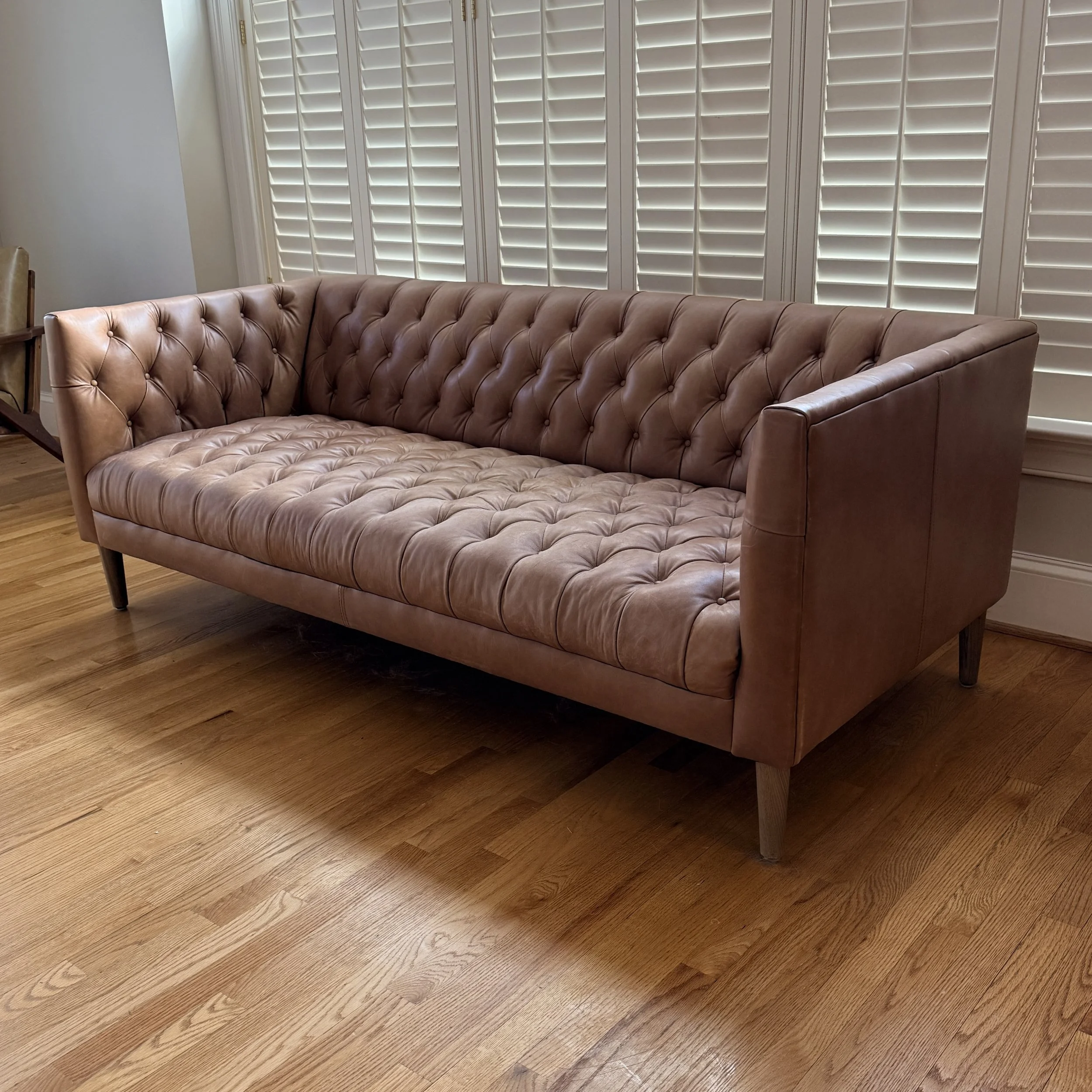 Crate & Barrel Rollins Leather Sofa 