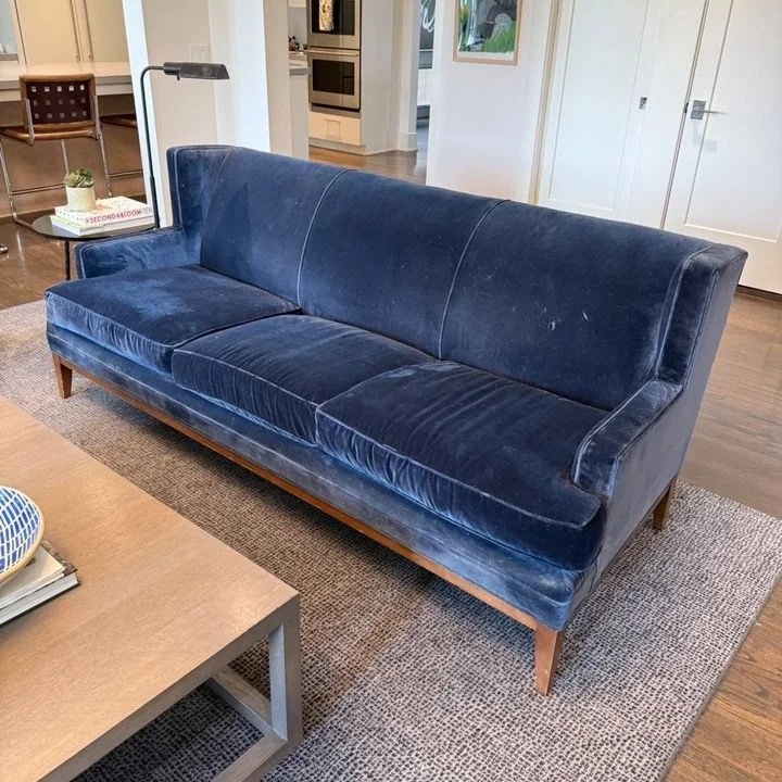 Navy Velvet Sofa by Mitchell Gold - NASHVILLE