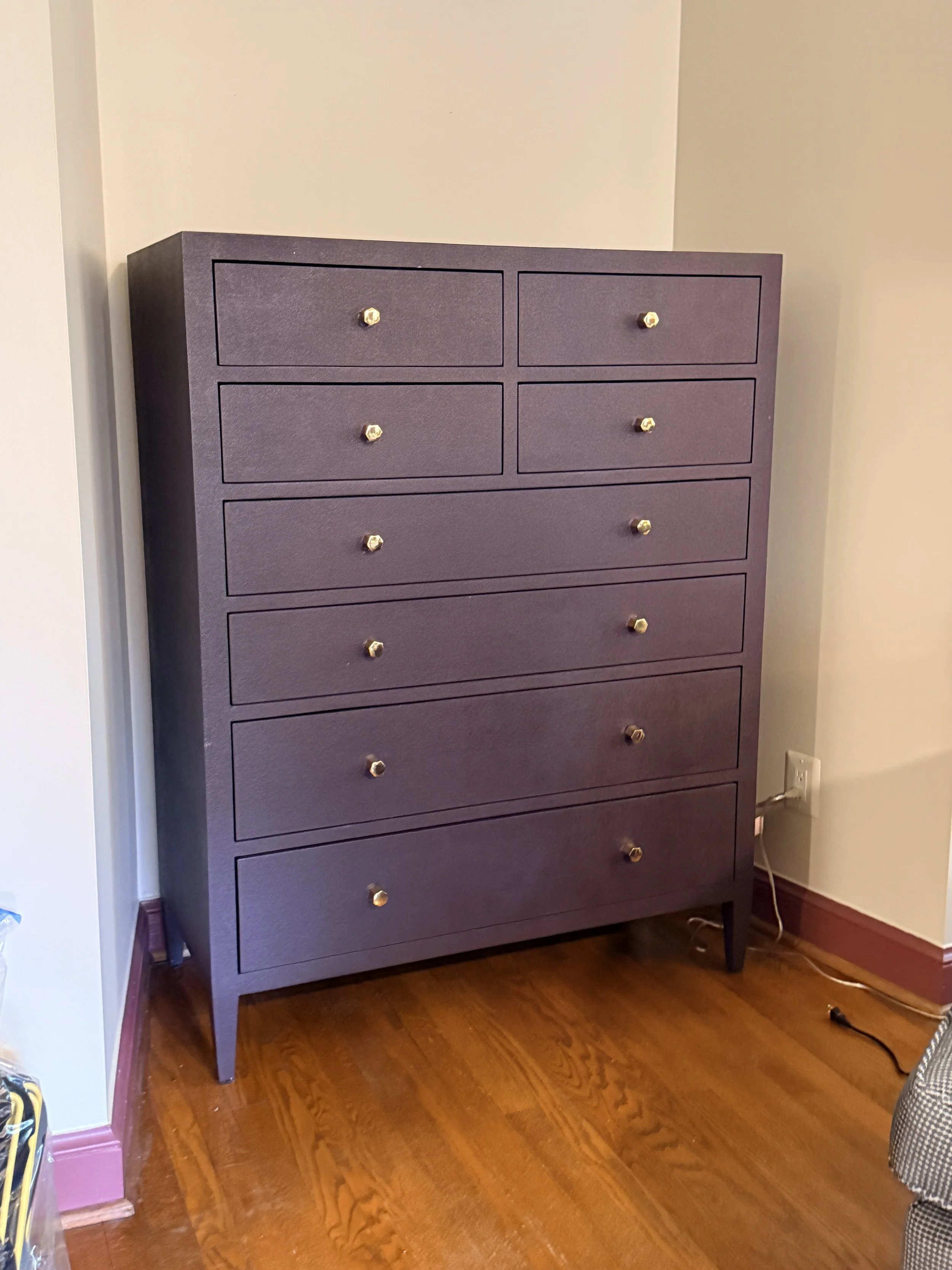 Made Goods Jarin Tallboy in Aubergine Linen