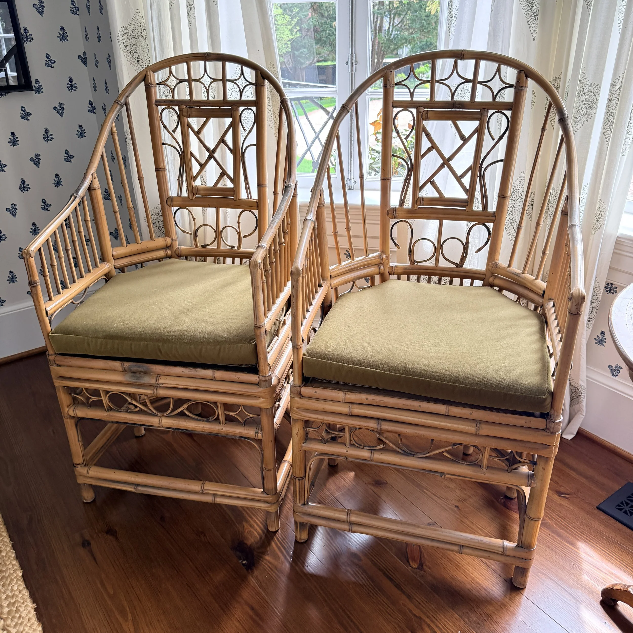 Pair Vintage Bamboo Brighton Pavilion Chairs