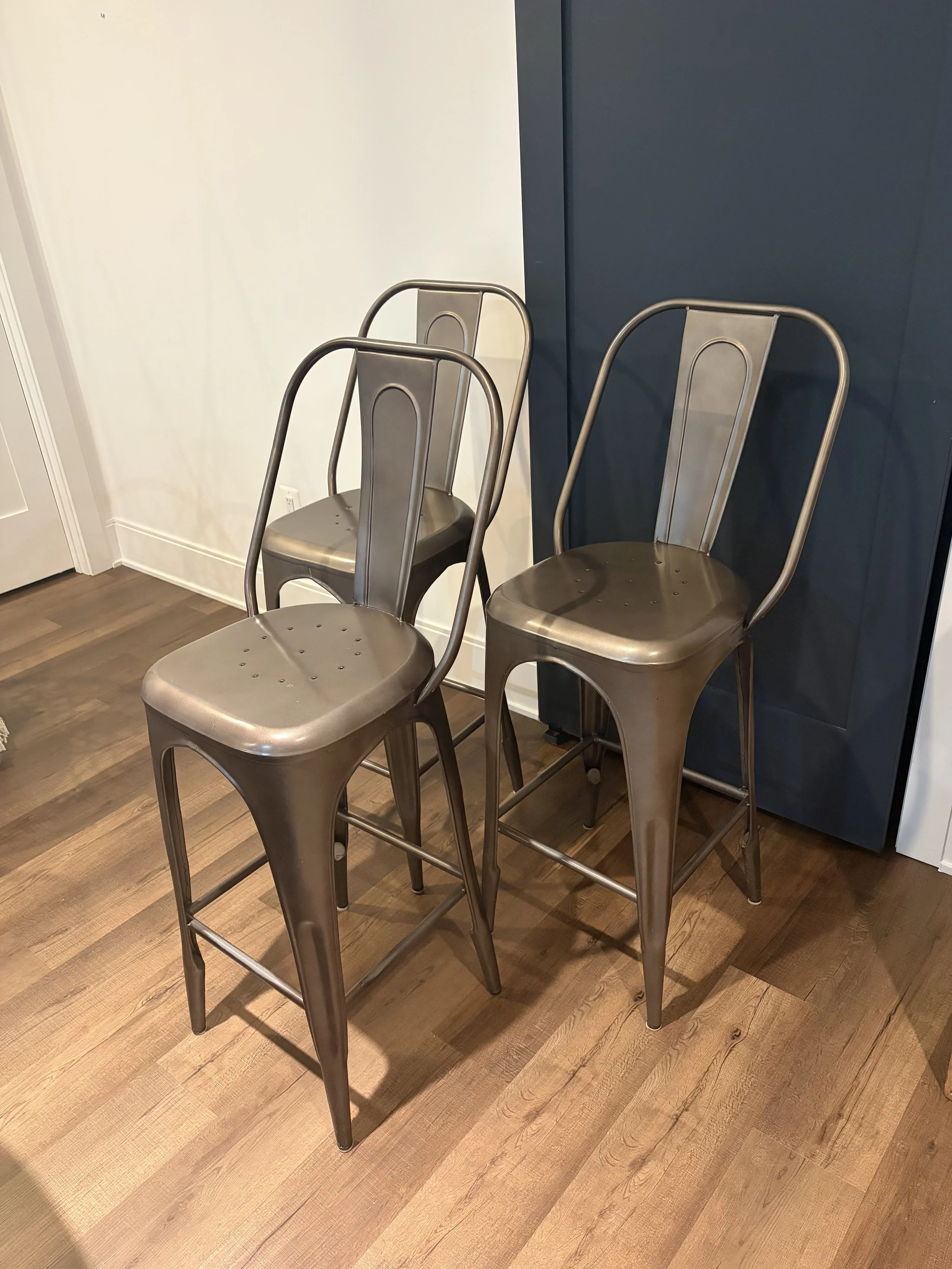 Set of 3 RH Stainless Bar Stools