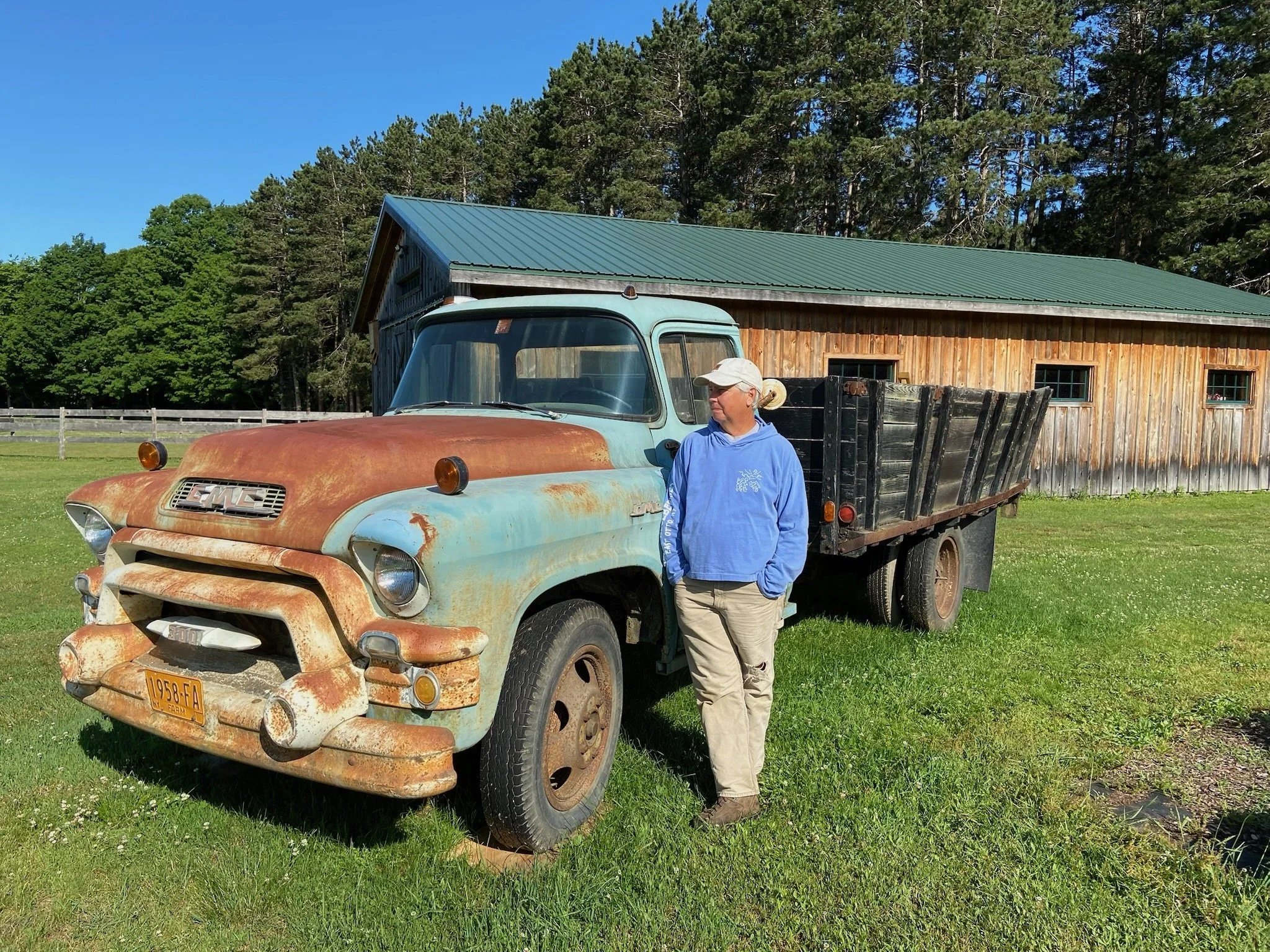 Amy standing next to papas truck talking about him this fathers day.