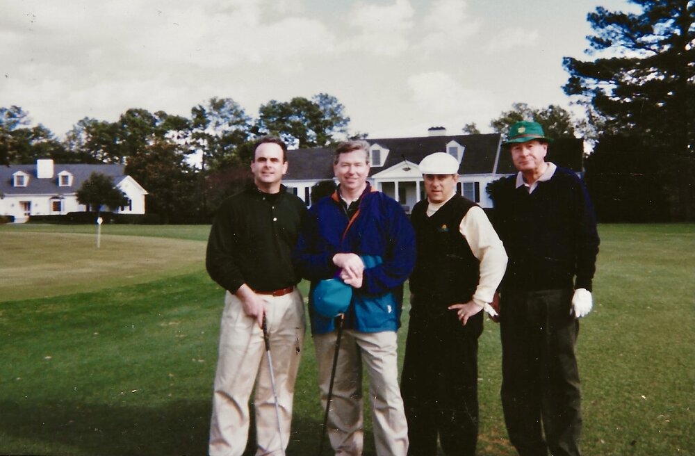  Jan. 1996 - David Lavergne, Mike with Augusta Sportswear, Karl Kerzic and Mr. Phil Harison at Augusta National Golf Club. 