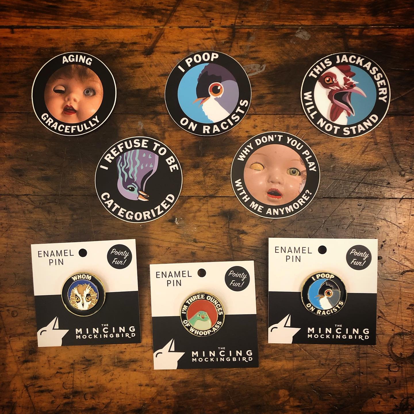 New stickers, pins and journals from @mincingmockingbird, available at Florodora.