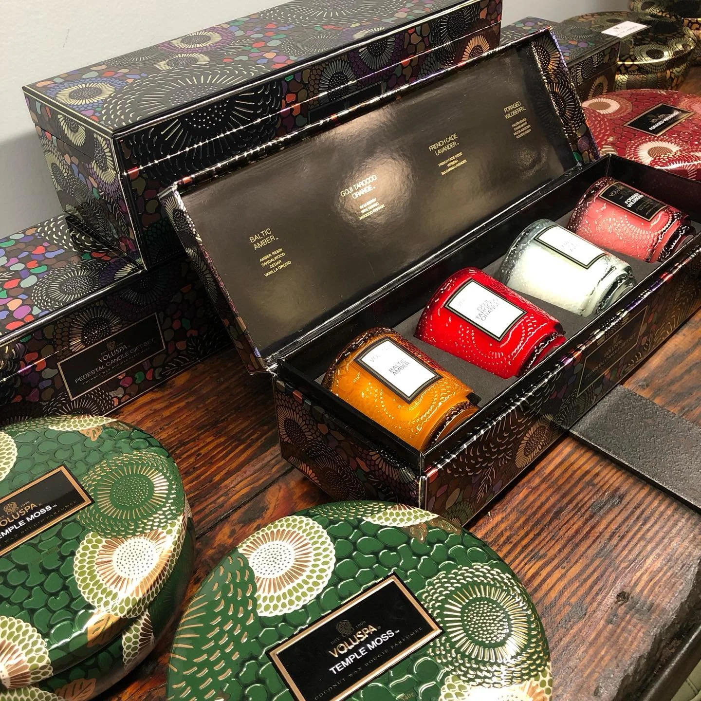 Voluspa candles are back, including a beautiful gift set. Available in store and online at florodora.com.