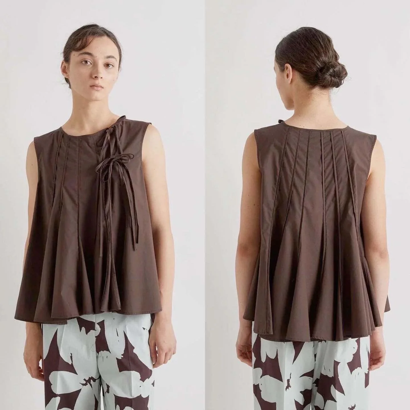 Flared Pintuck Top, paired with our Exaggerated Flowers Pant. Straight from Italy to Florodora, and available in shop or on our website.