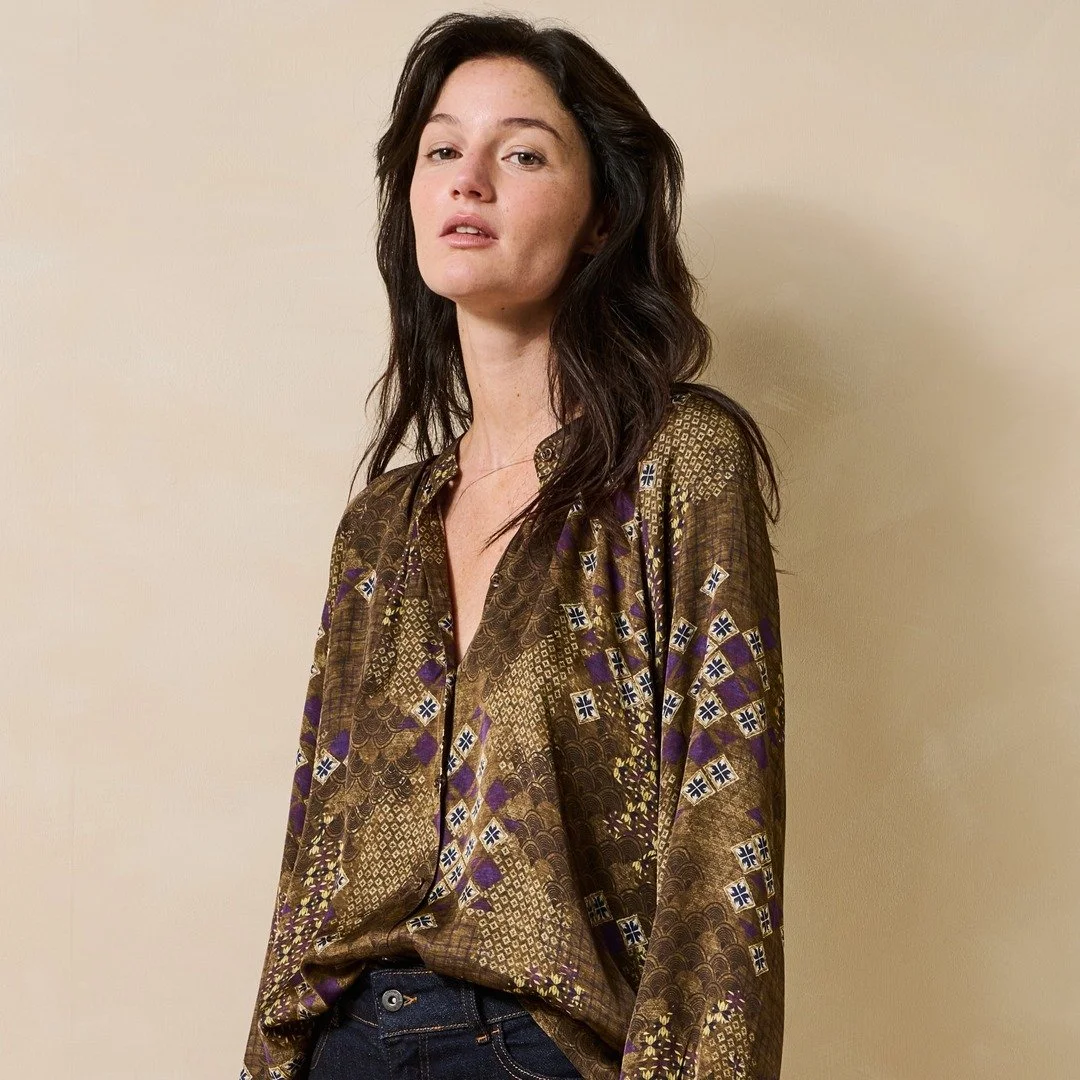 Printed satin top, new for fall at Florodora and online at florodora.com.