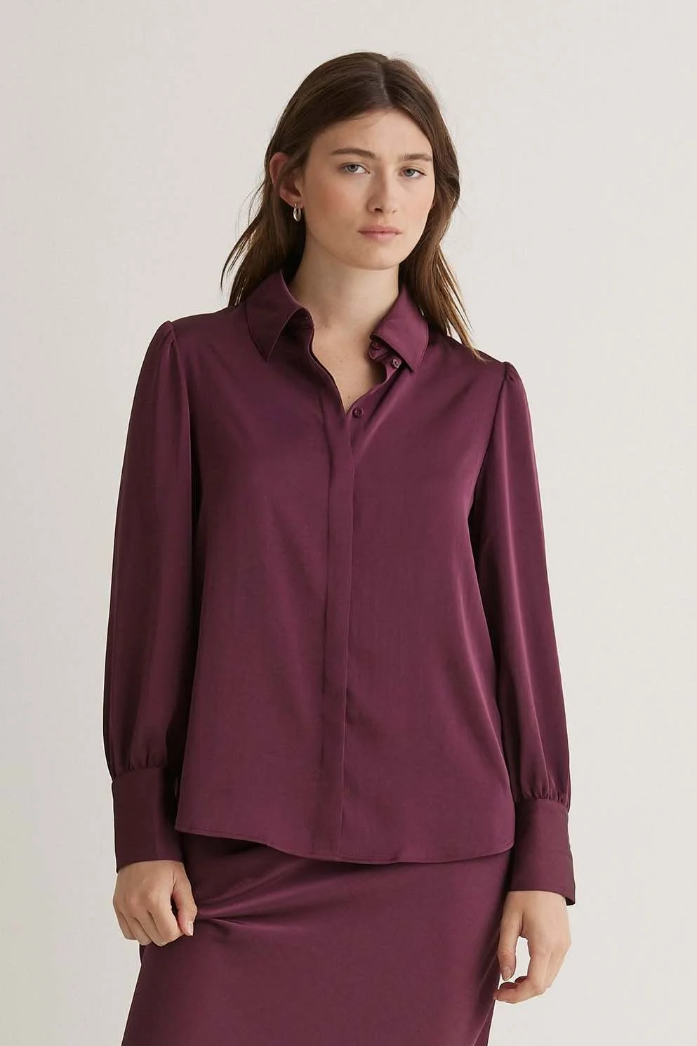 Burgundy Satin Shirt