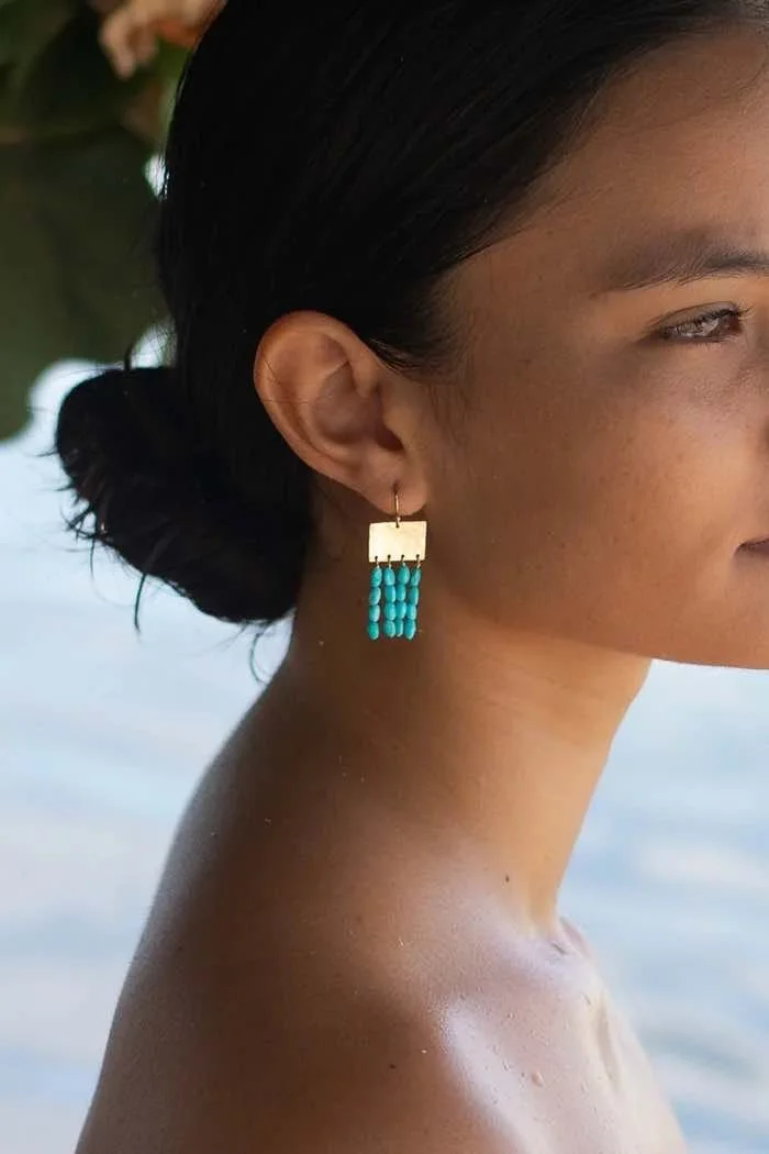 Turquoise Curtain Earrings