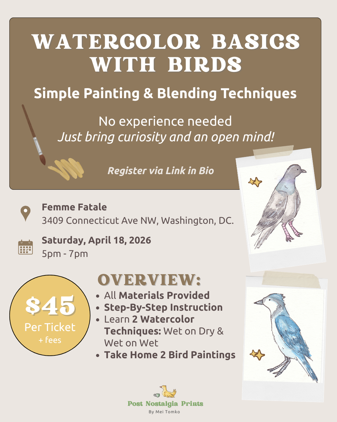 Watercolor Basics with Birds: Simple Painting &amp; Blending Techniques