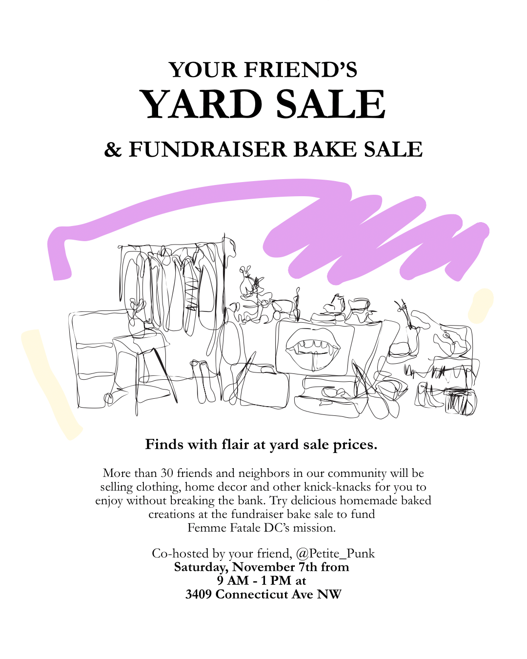 Your Friend’s ‘‘YARD SALE’’ &amp; Fundraiser Bake 