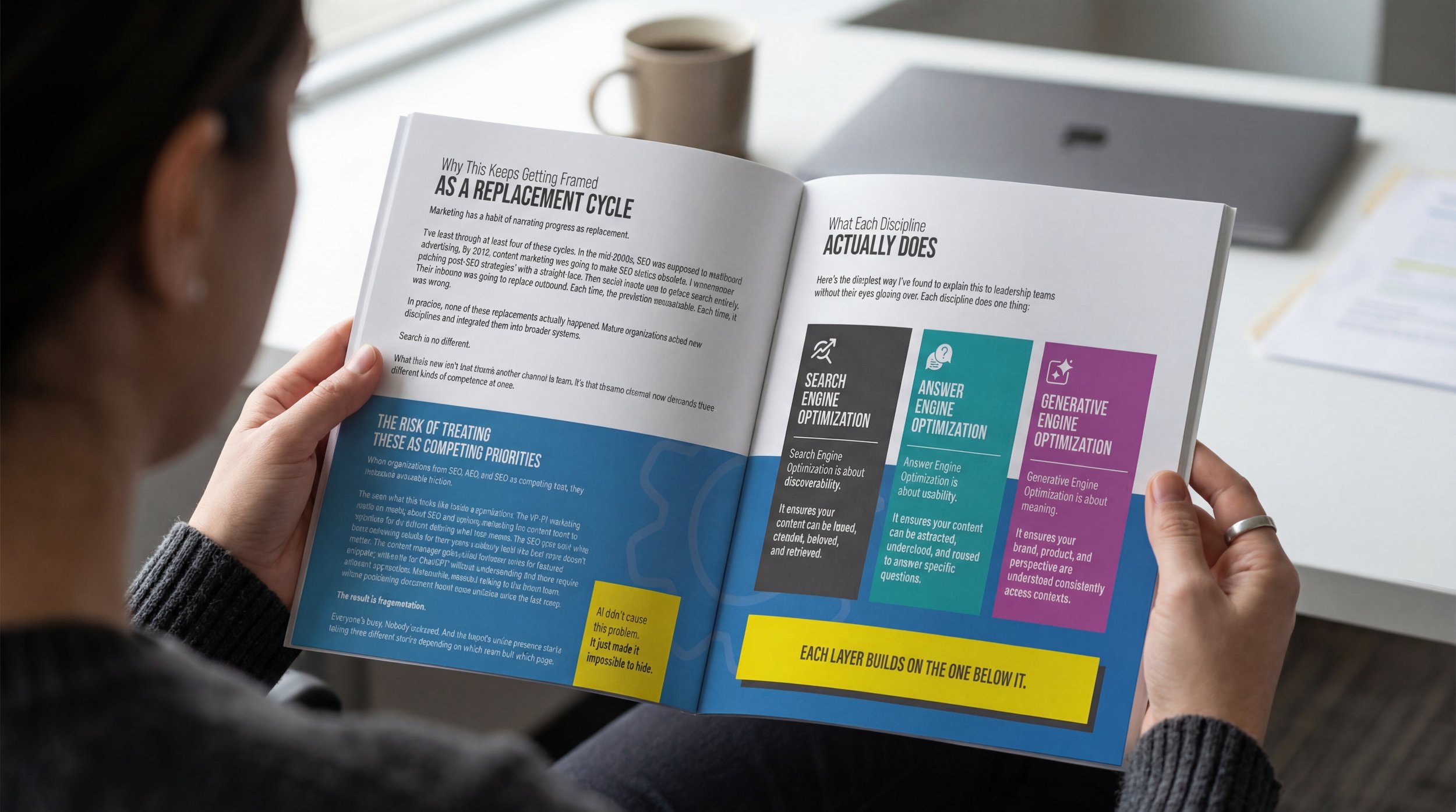 Marketer reading the workbook Explainable: Why AI Recommends Some Brands and Ignores Others