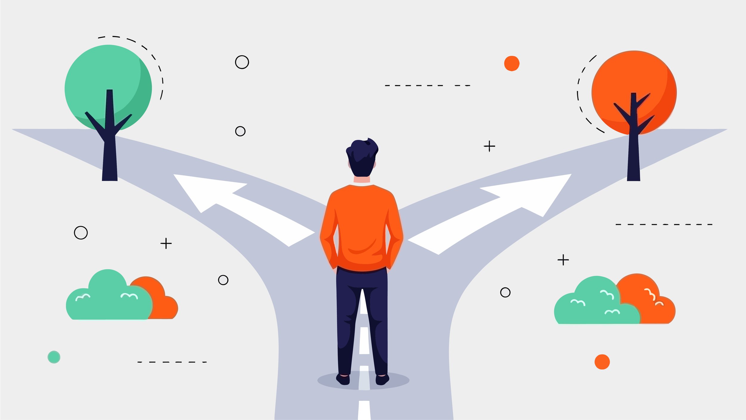 diverging paths aerial view