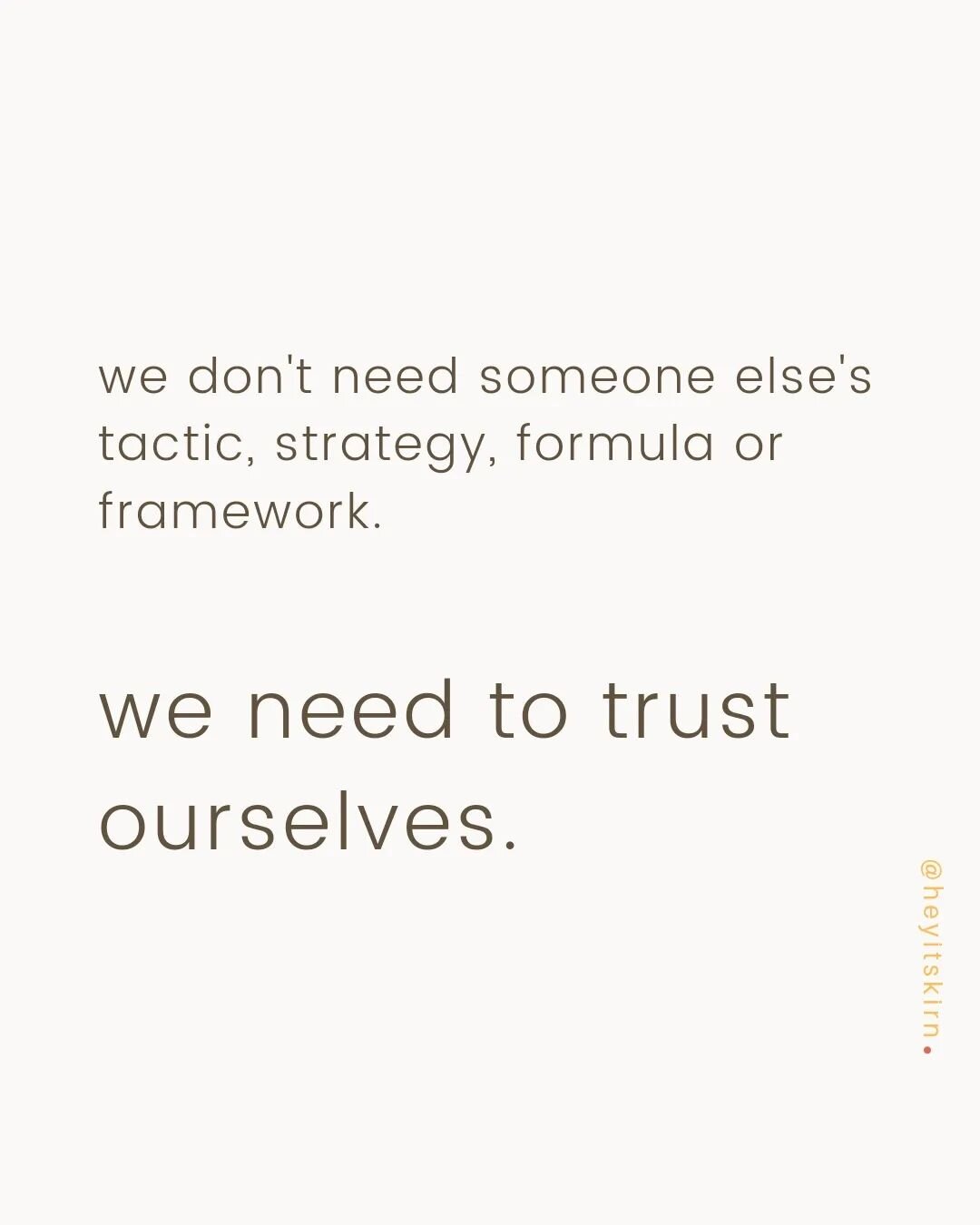 building self-trust is a process.


our relationship with ourselves is exactly that &mdash; a relationship. 

that means if we make a commitment to ourselves, no matter how small, not following through breaks our own trust.

I tell my clients t