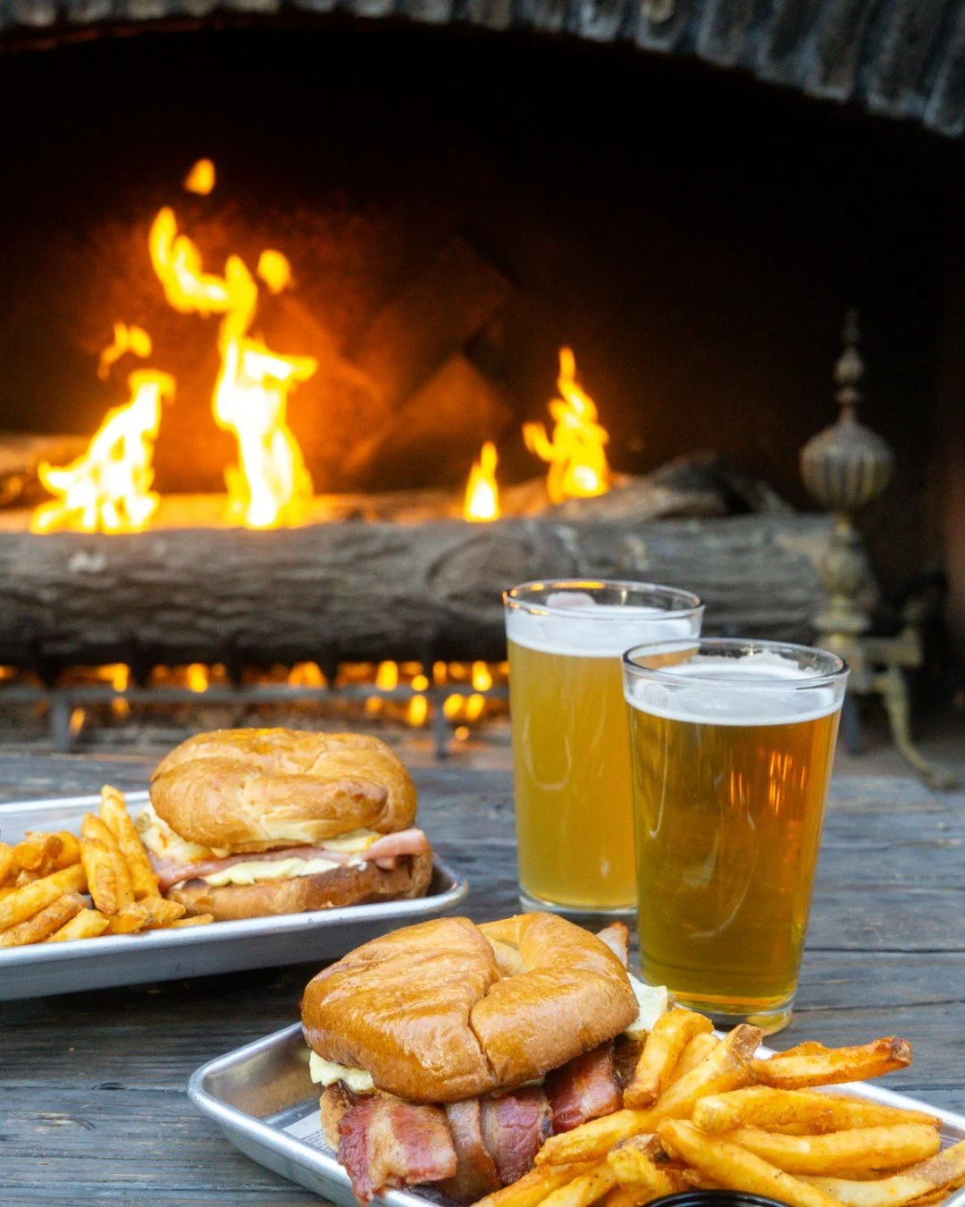 Pull up a seat next to our fireplace and enjoy our Croissant Sandwich 🔥