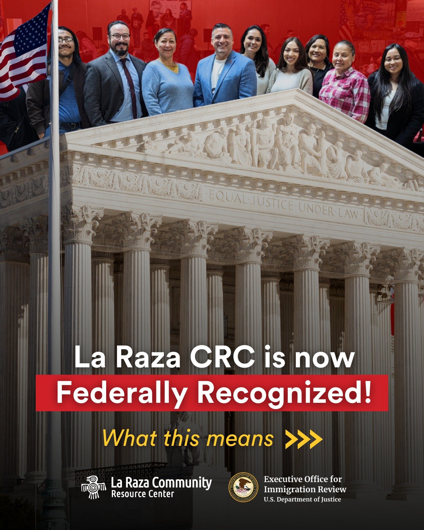 🎉 BIG WIN! La Raza CRC is now federally recognized! 🎉

We're proud to share our Federal Recognition and Partial Accreditation by the U.S. Department of Justice (DOJ)! 

This milestone opens huge doors for our clients. 
In practical terms, we can no