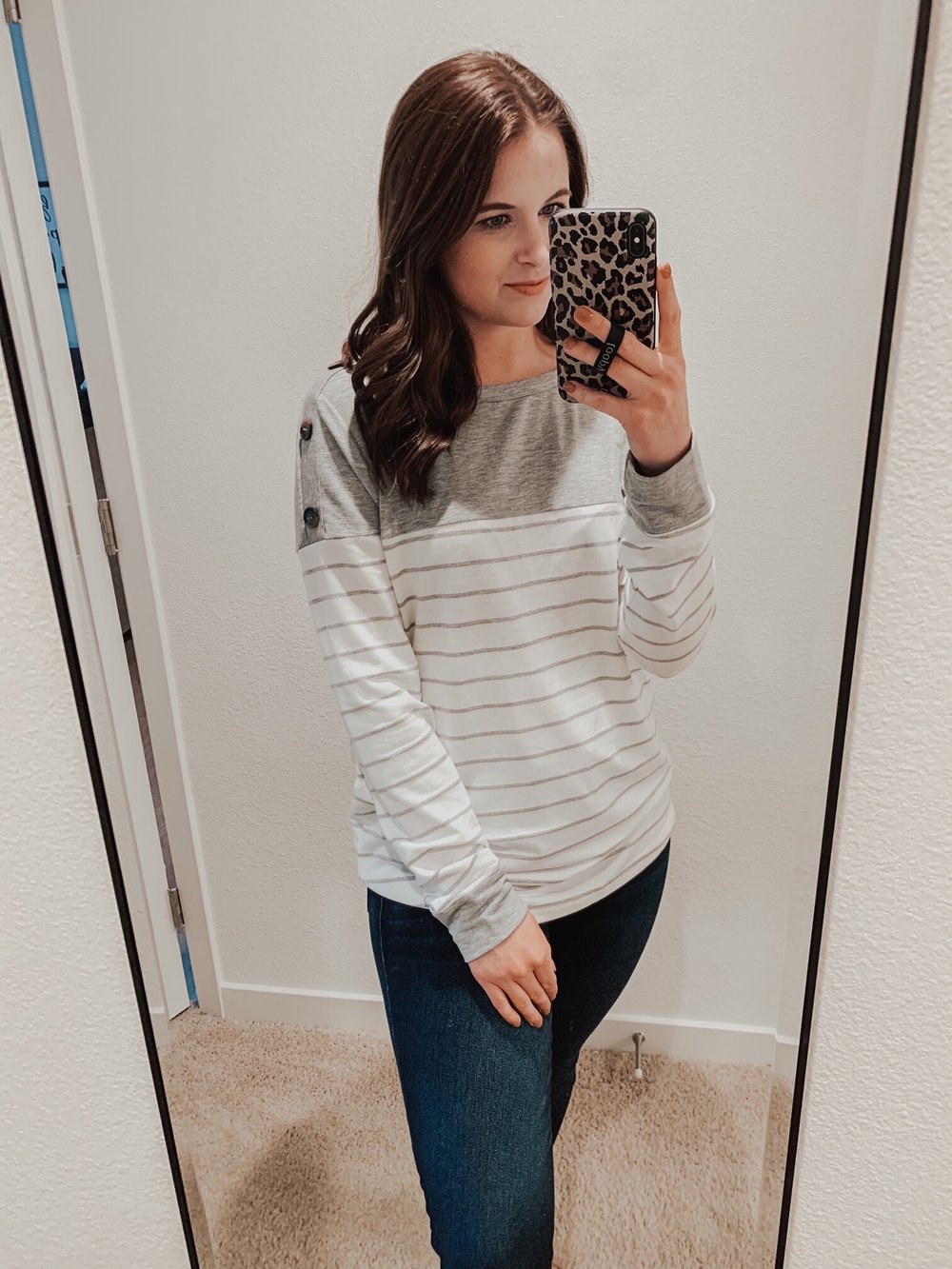 PINK CLOVER Button Shoulder Top 