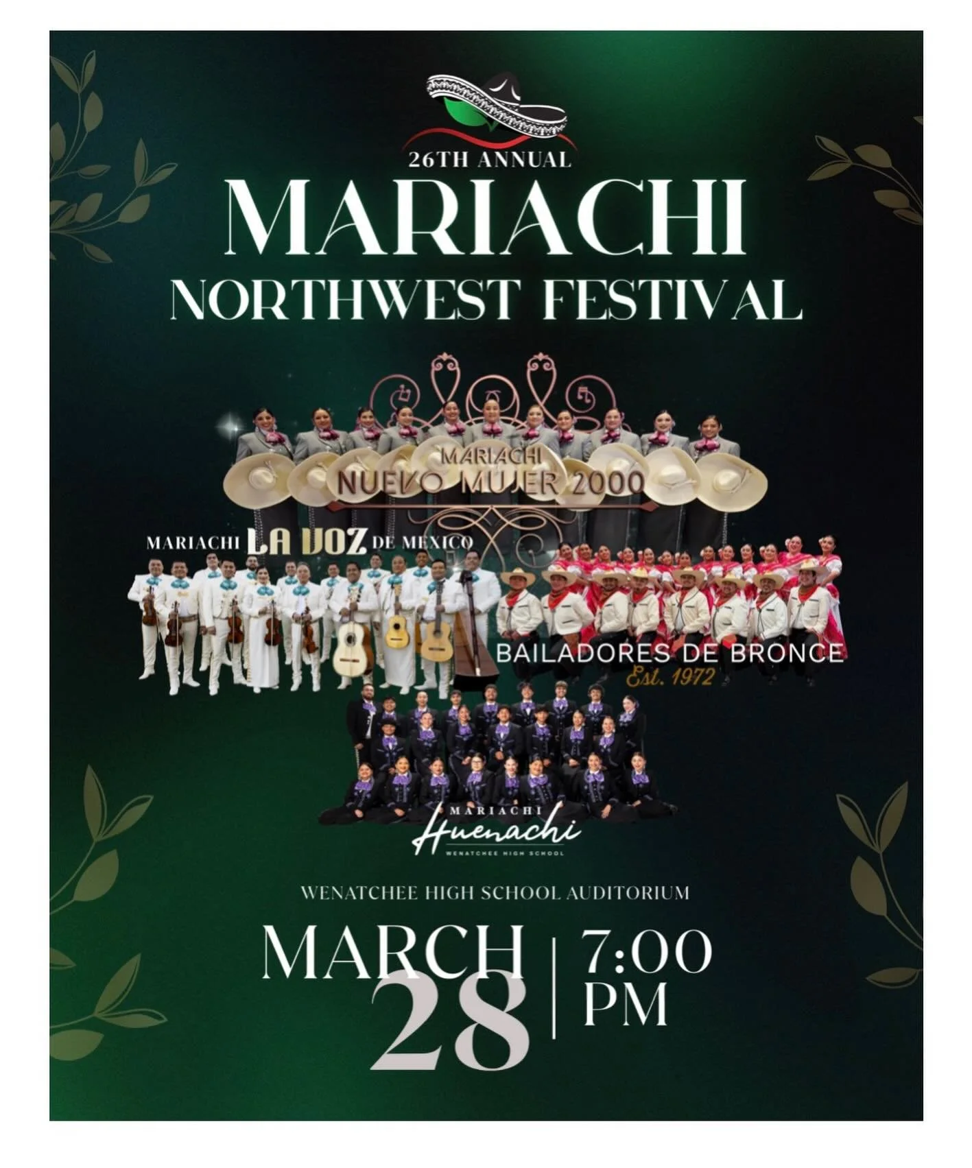 This Saturday!  Mariachi Northwest Festival! 

7:00pm at Wenatchee Highschool Auditorium 

@mariachinorthwestfestival 
@wenatcheehigh 

#whatshappeningincashmere #discovercashmere #mariachi #saturdaynight #wenatcheehighschool