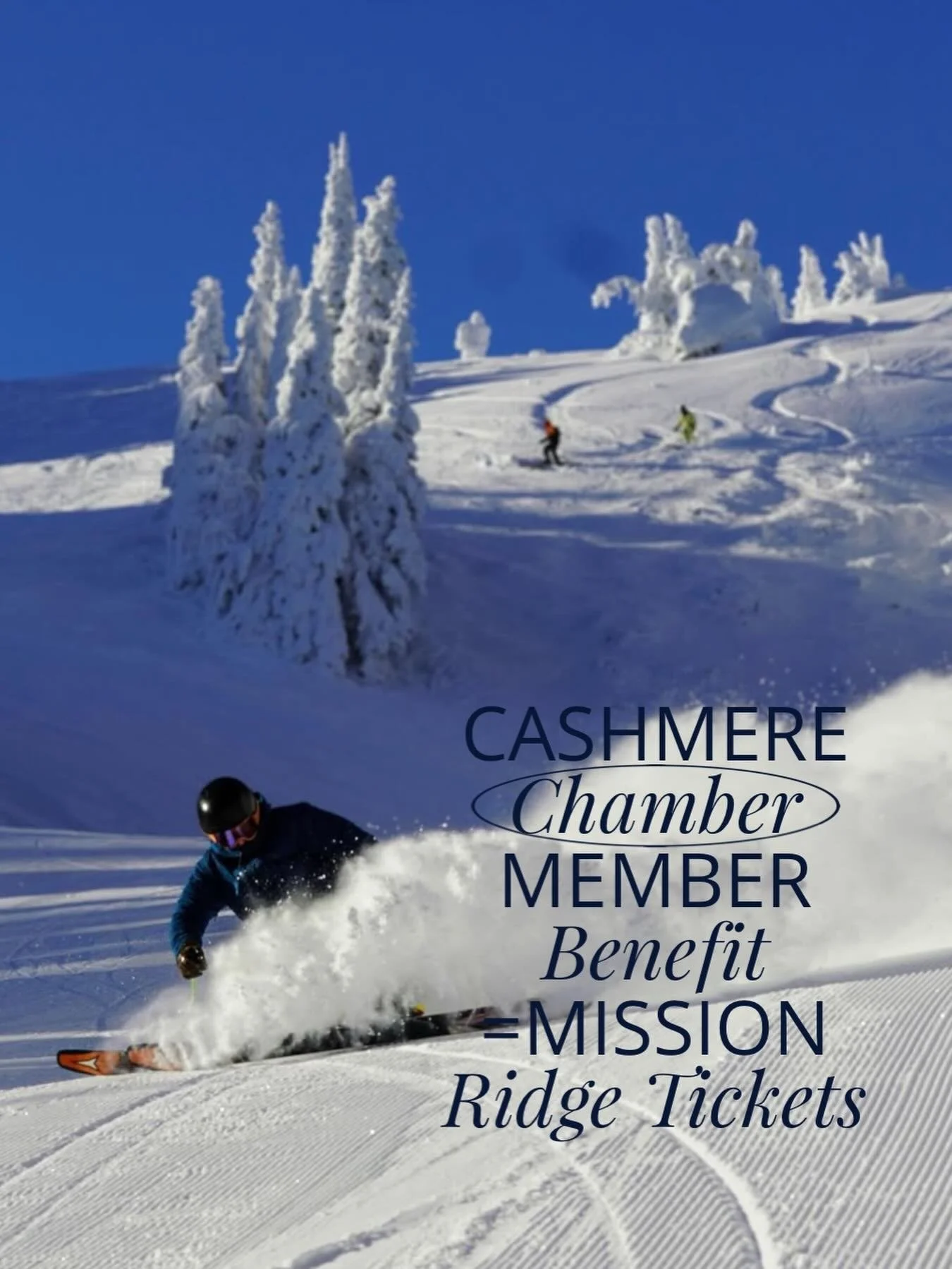 ⛷️ Did you know?

Cashmere Chamber members have access to Mission Ridge ski passes as a membership benefit!

Already a member? Contact us to learn how to use this perk.

Thinking about joining? This is just one of many reasons to become a member!

Ca