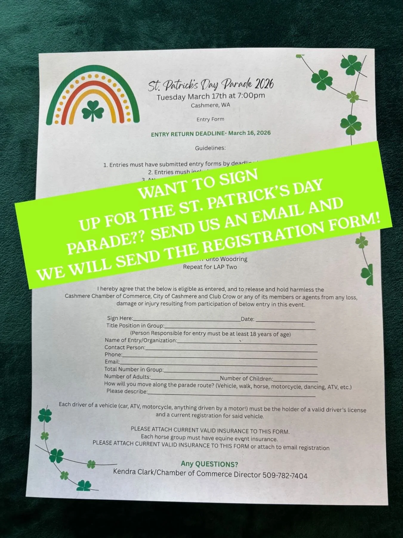 St. Patrick&rsquo;s Day is quickly approaching!  If you would like to sign up for the Parade- send us a note and we will send you a registration form!  @club.crow is hosting this year and also has forms available!

Parade starts at 7:00pm on March 17