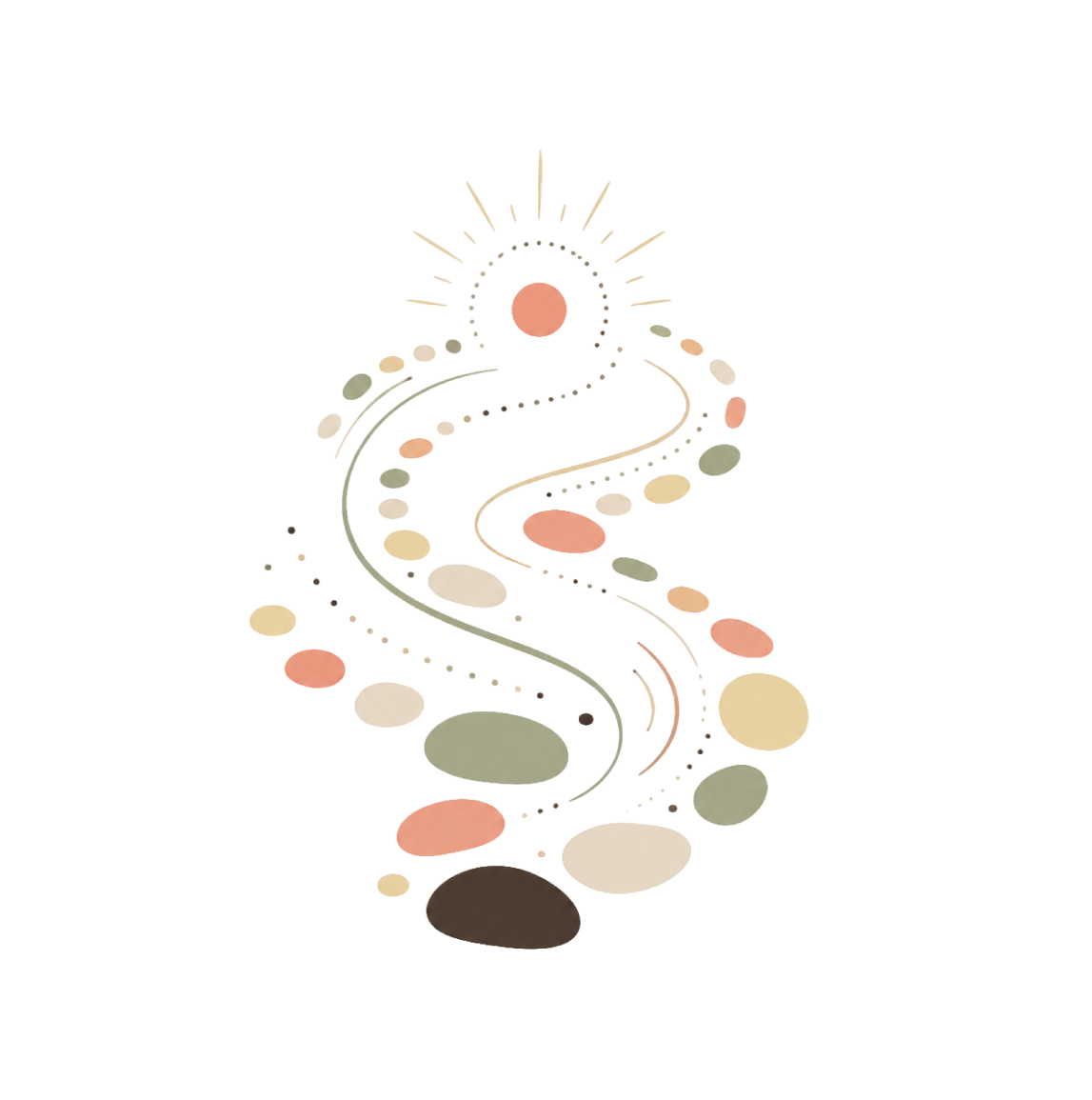 An abstract, pixelated digital art piece resembling a winding pathway or road leading to a tall, spiked structure against a black background.
