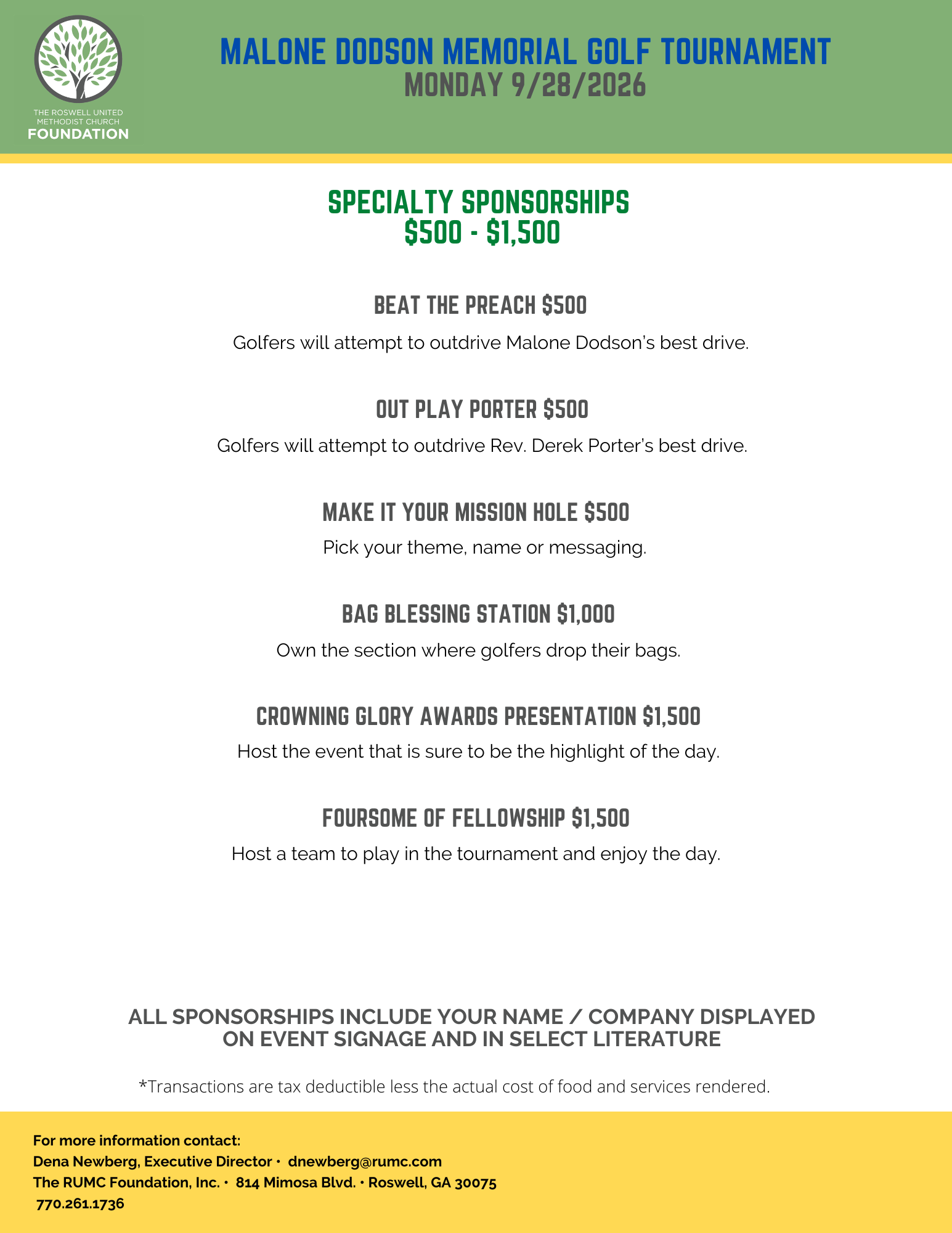                       Specialty Sponsorships