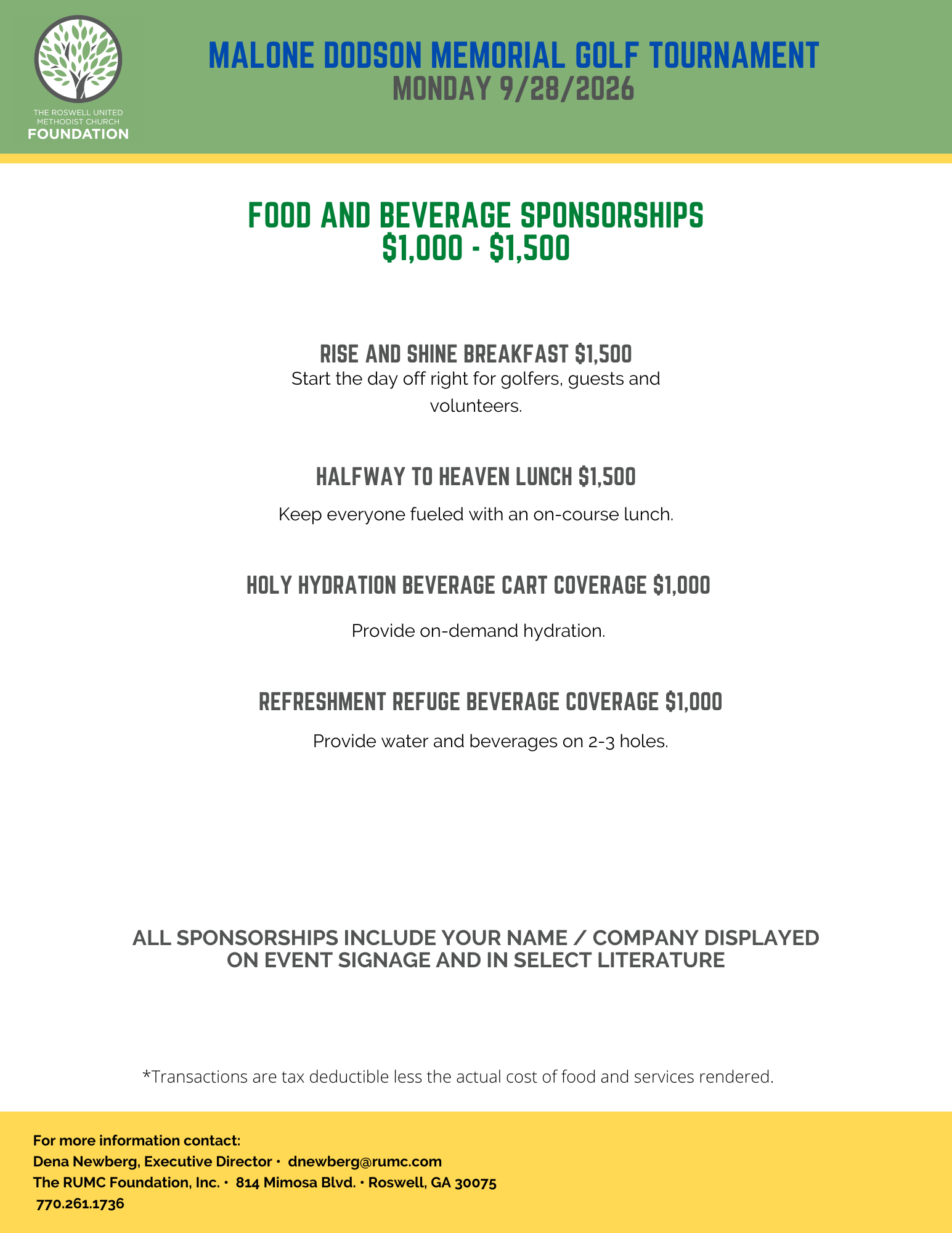             Food and Beverage Sponsorships