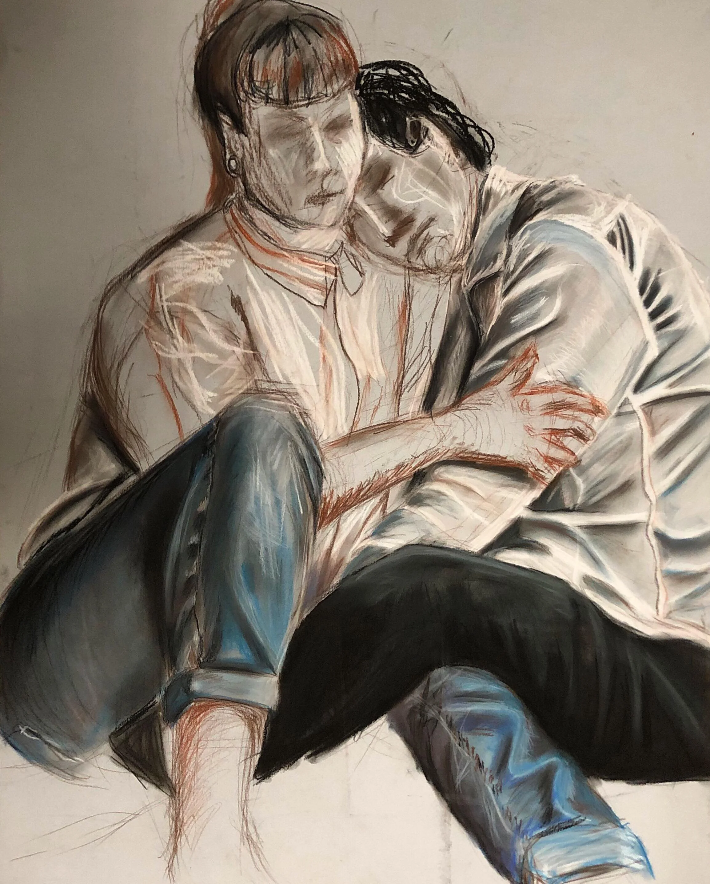 "Intimacy1" Conte and Pastel on Paper 24x28"