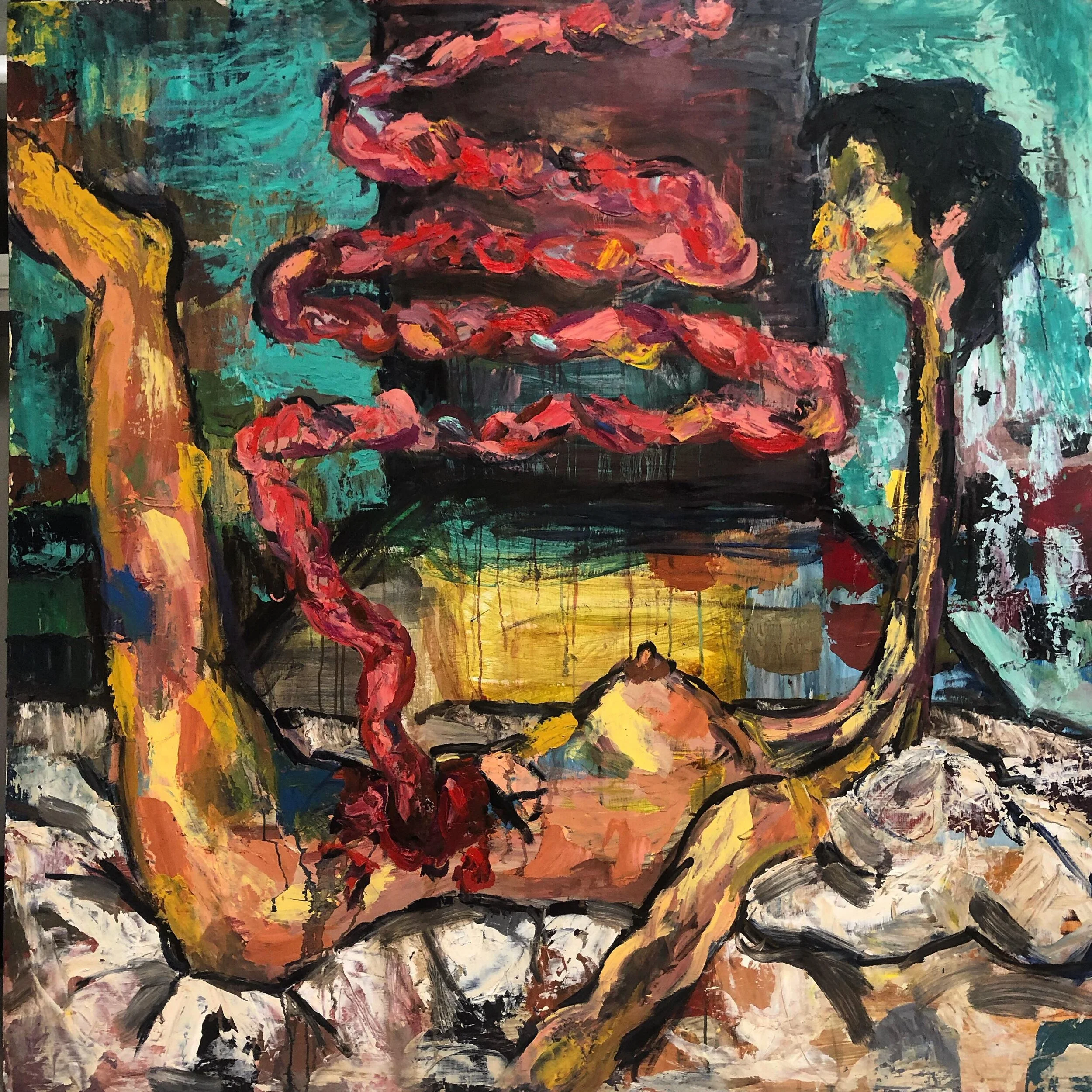 "Bed part 2" Oil on Masonite 50x50" 2019