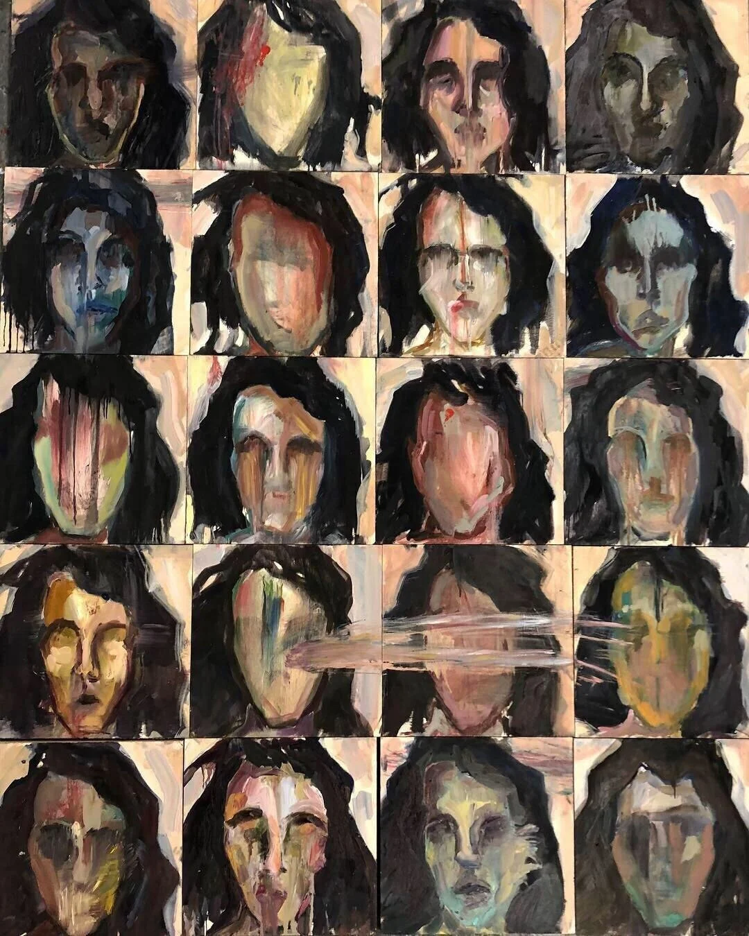 "Venti Rosa" Oil on 20 pieces of Plywood 12x12" Each 2018 