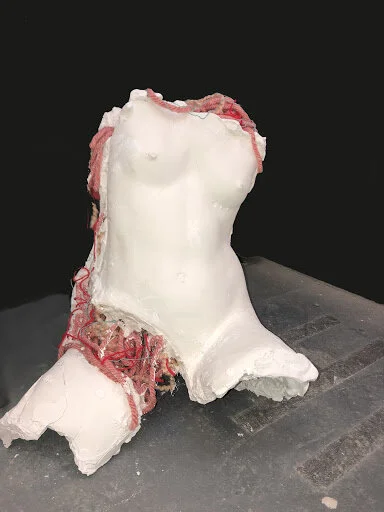 "21" Plaster and Yarn. 24x14x24"
