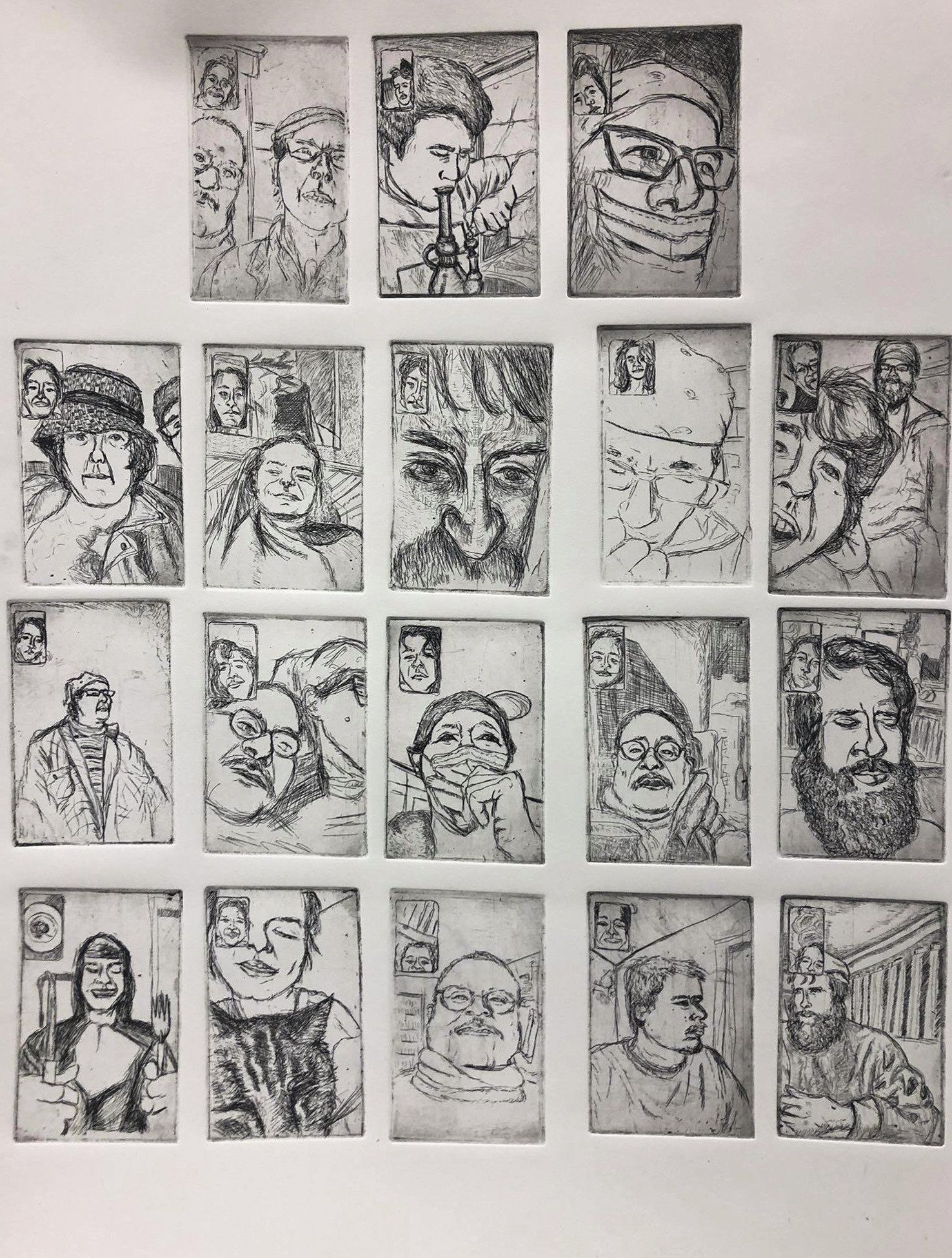 "Screenshot Series" Acquaforte su Zinco su 18 Lastre 3x5"