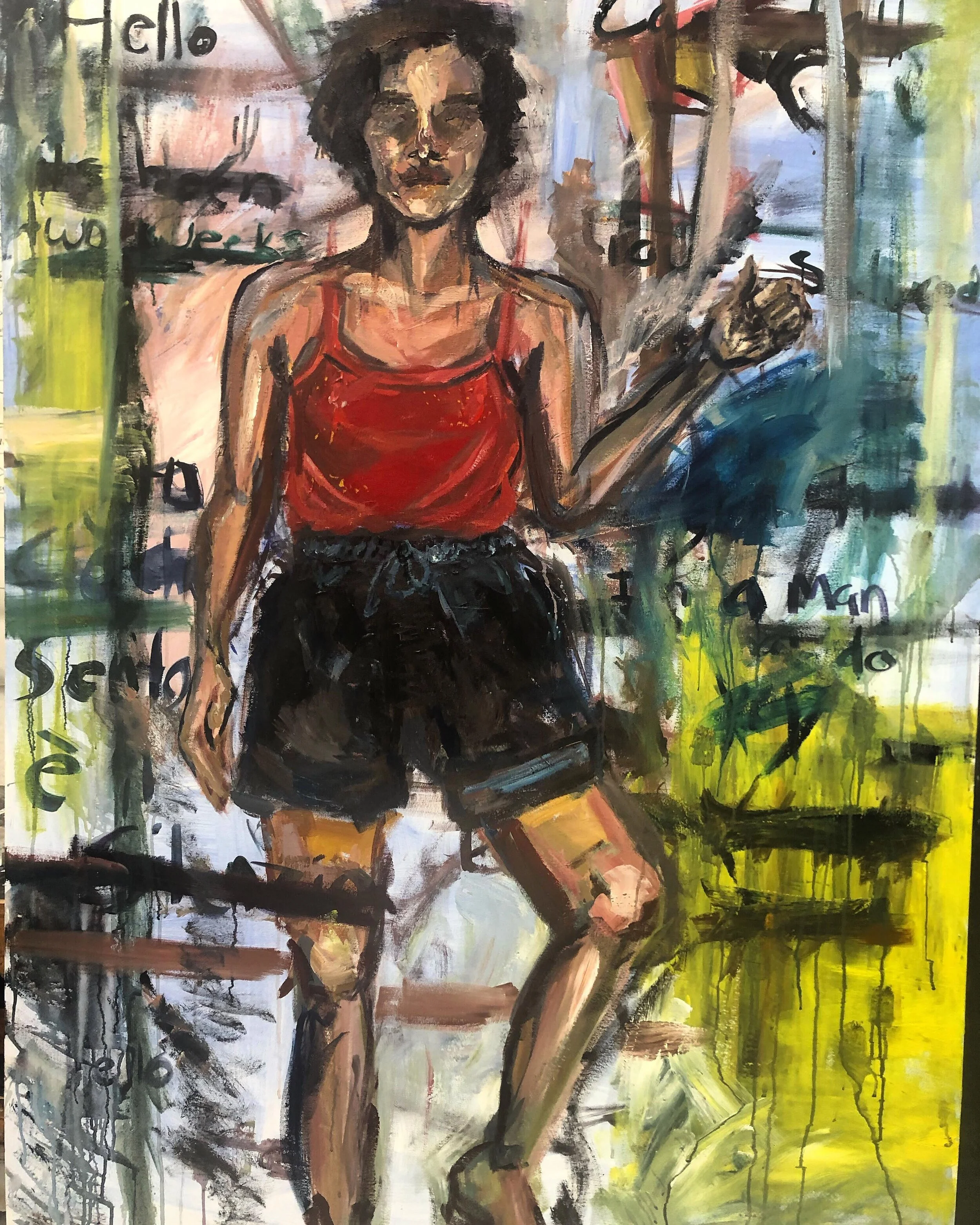 "The One Time I Let a Boy Dictate my Worth" Acrylic on Canvas 50x65" 2019