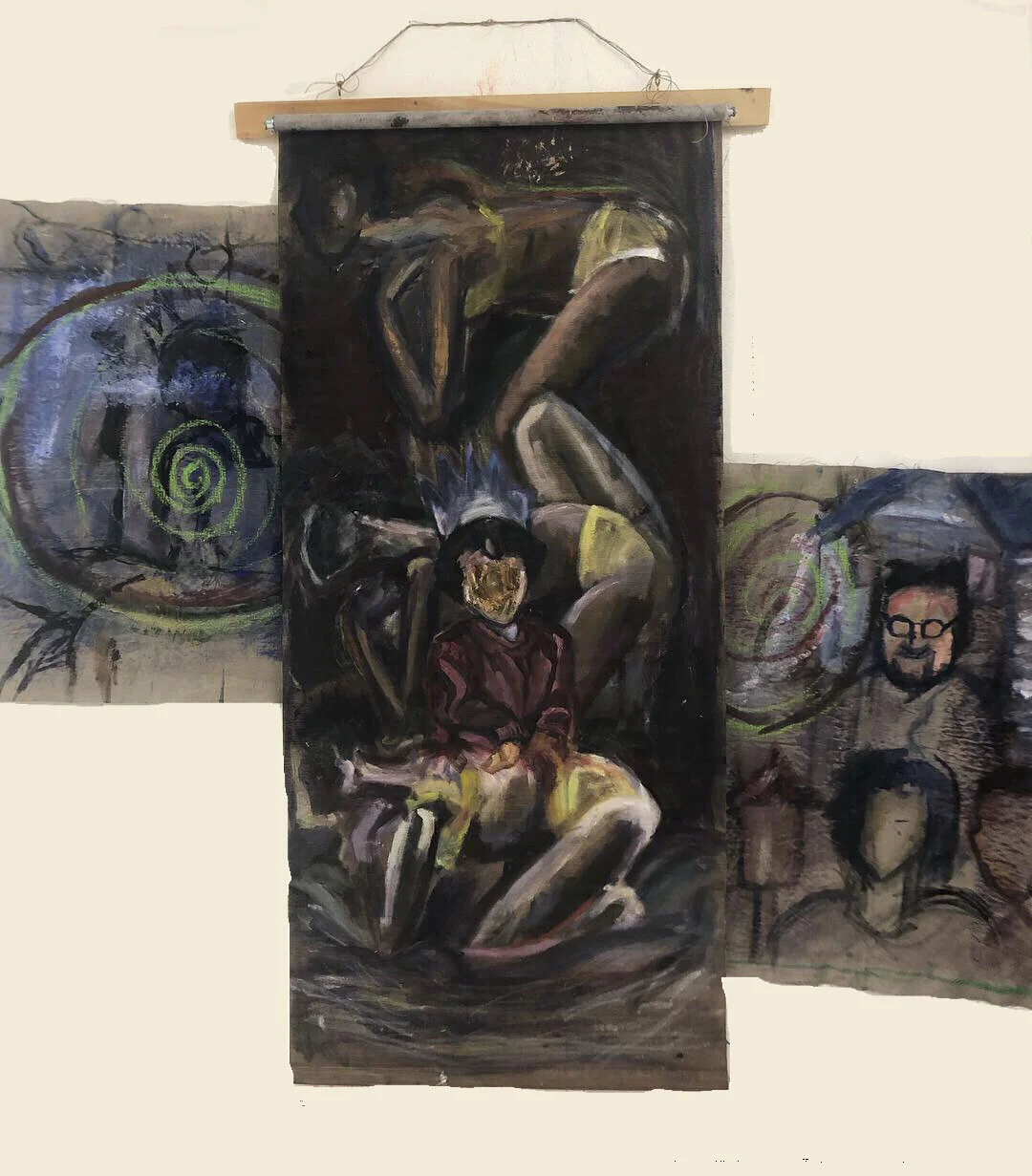 "Family" Oil on Shade and Linen 50x45" 2019