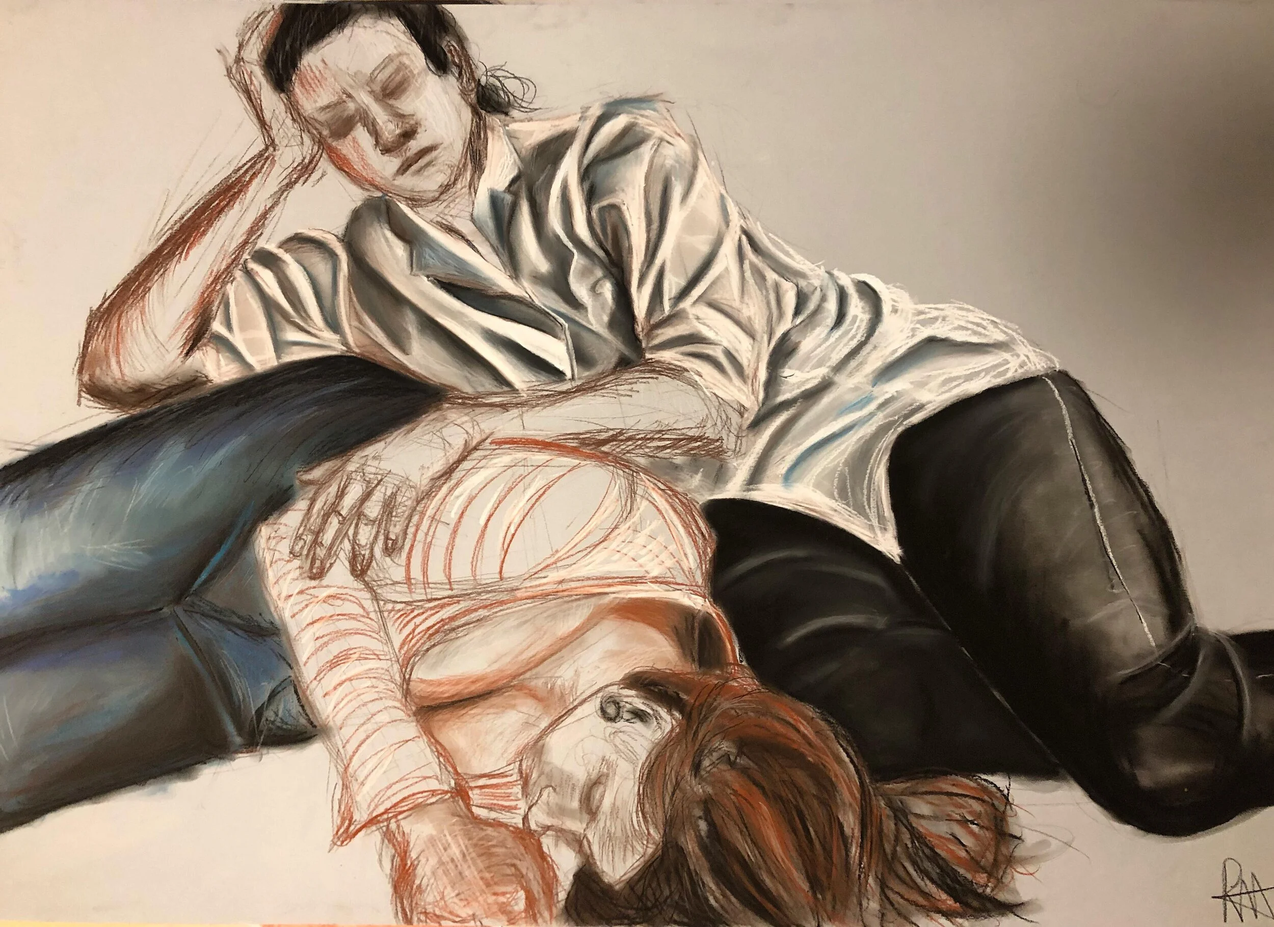"Intamacy2" Conte and Pastel on Paper 26x24"