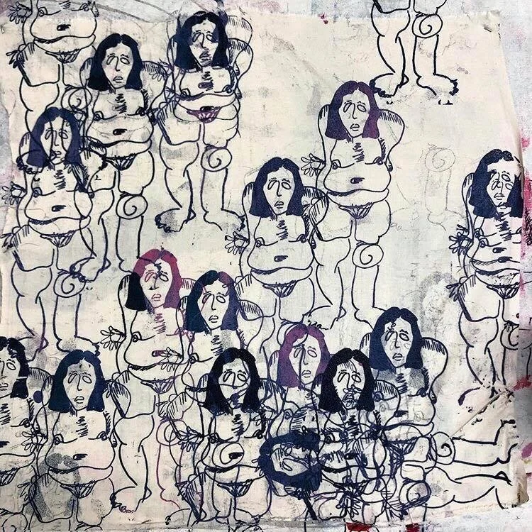 "Ragazza Blu" Screenprint on Linen 12x12"