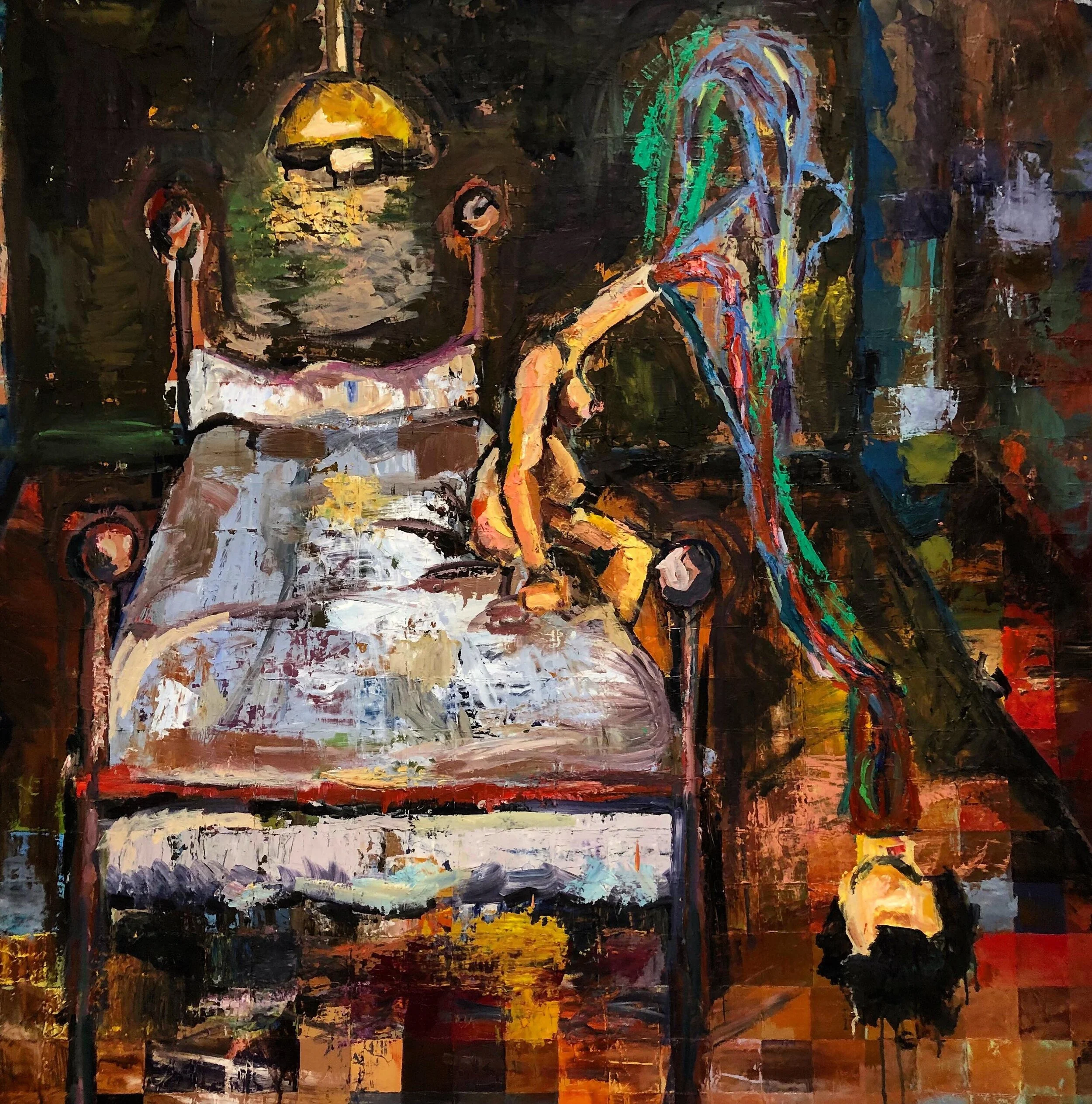 Bed Part 1 Oil on Masonite 50x50" 2019