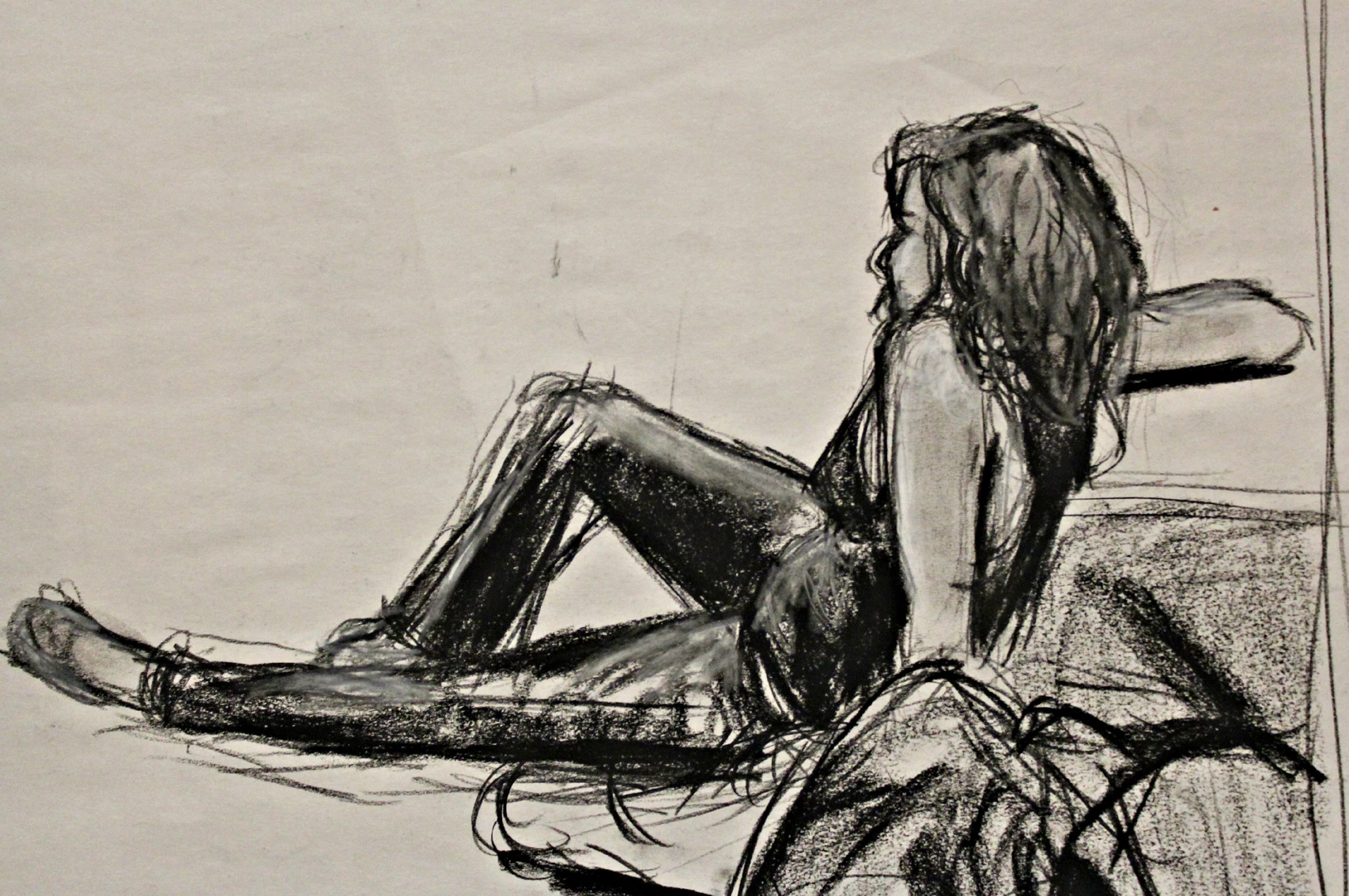 "Camryn" Charcoal on Newsprint 24x16"