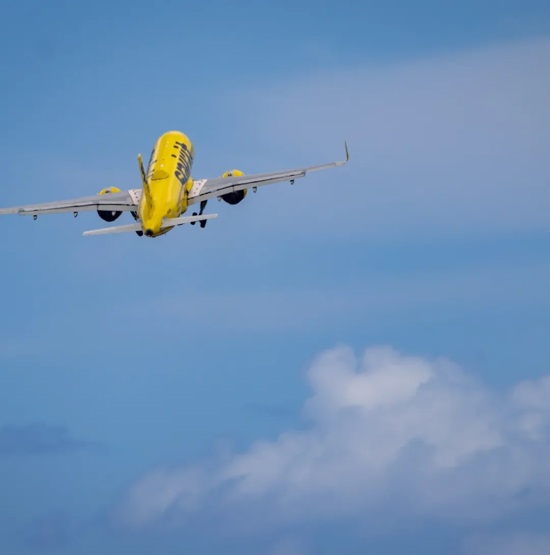 A Spirit flight takes off