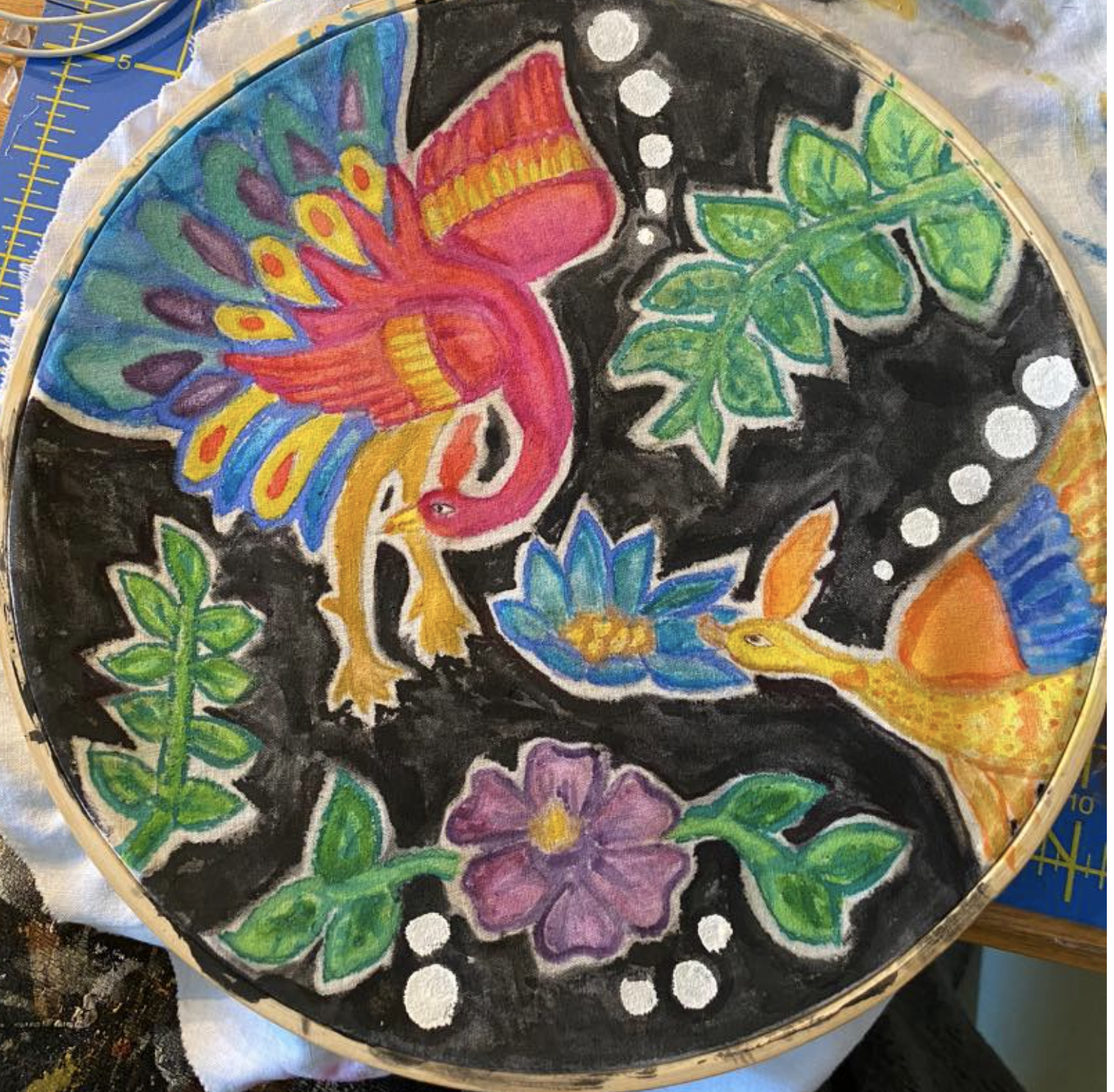 Batik with watercolor 