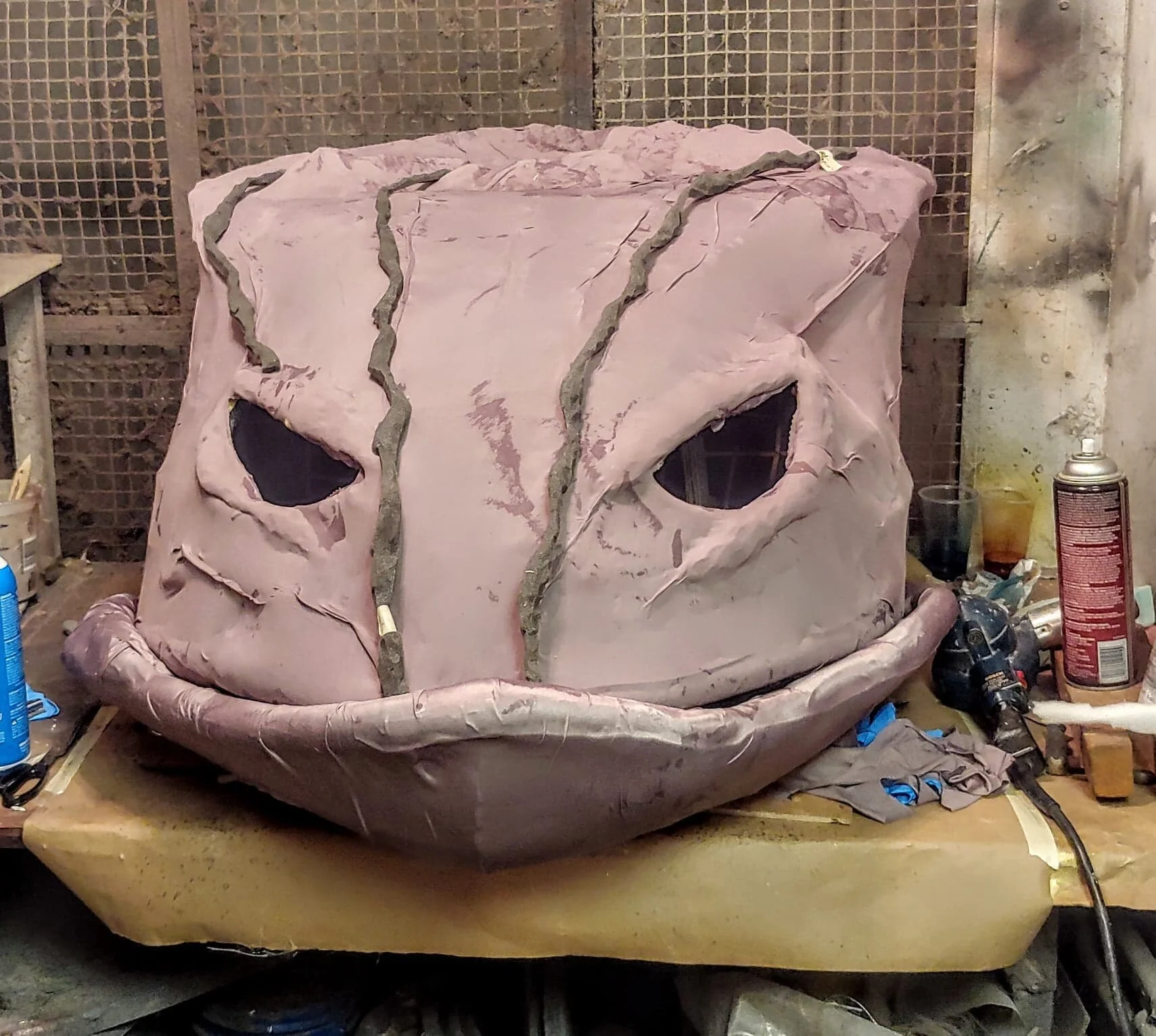 Top layer of skin is dyed spandex with additional foam for skin texture details