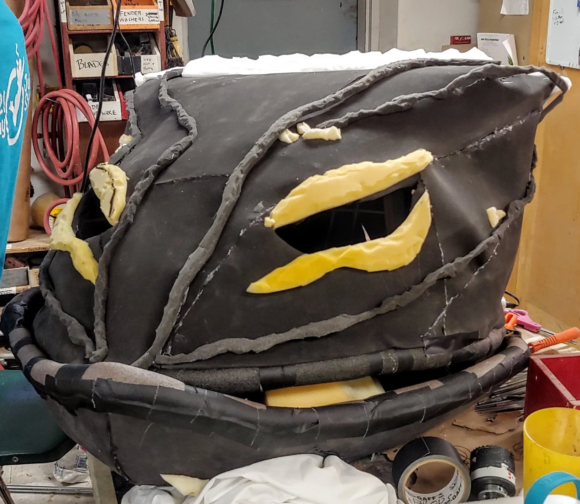 Muslin was draped on the ratan frame and used as patterns for the 1/4" microcell skin layer