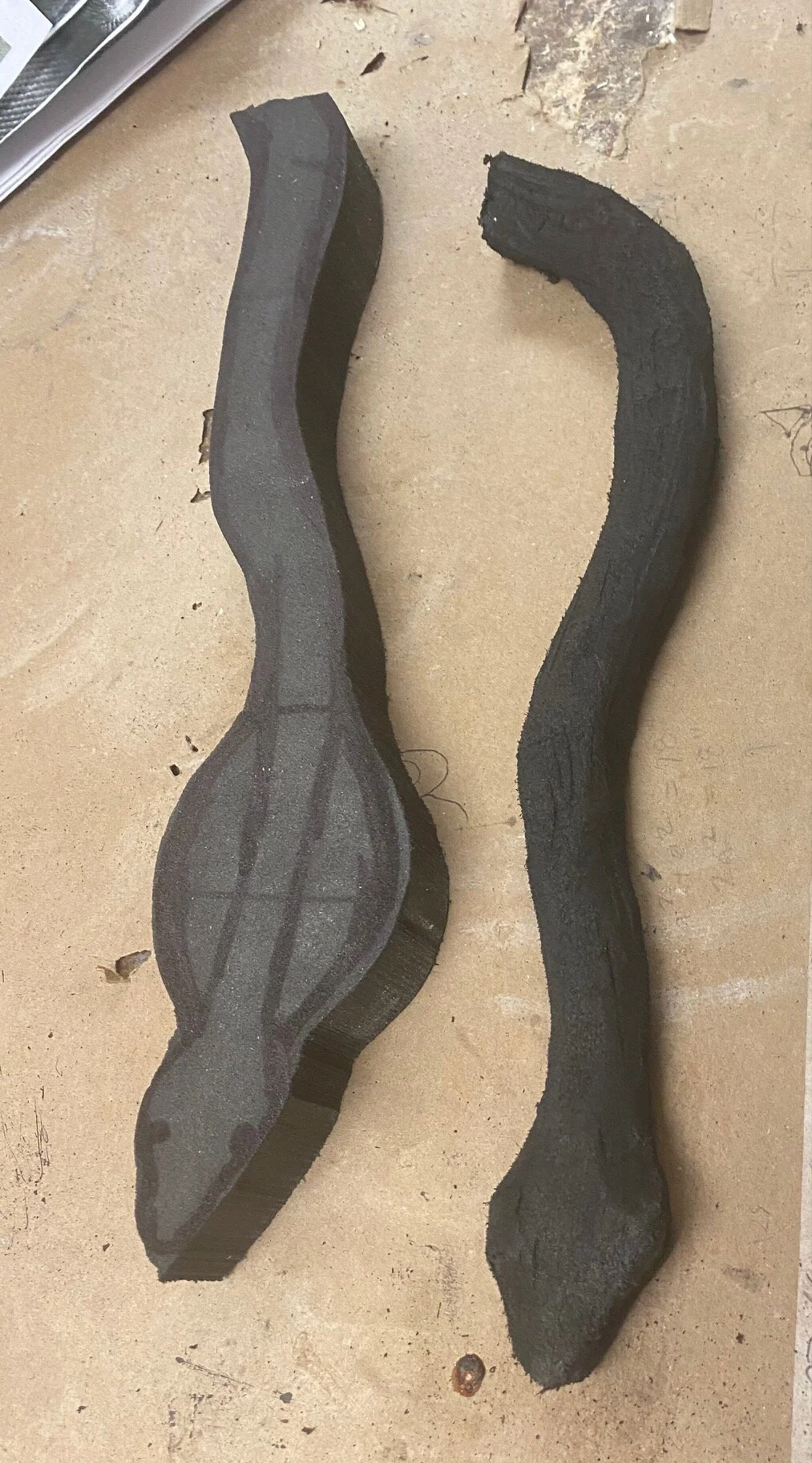Snake before and after shaping