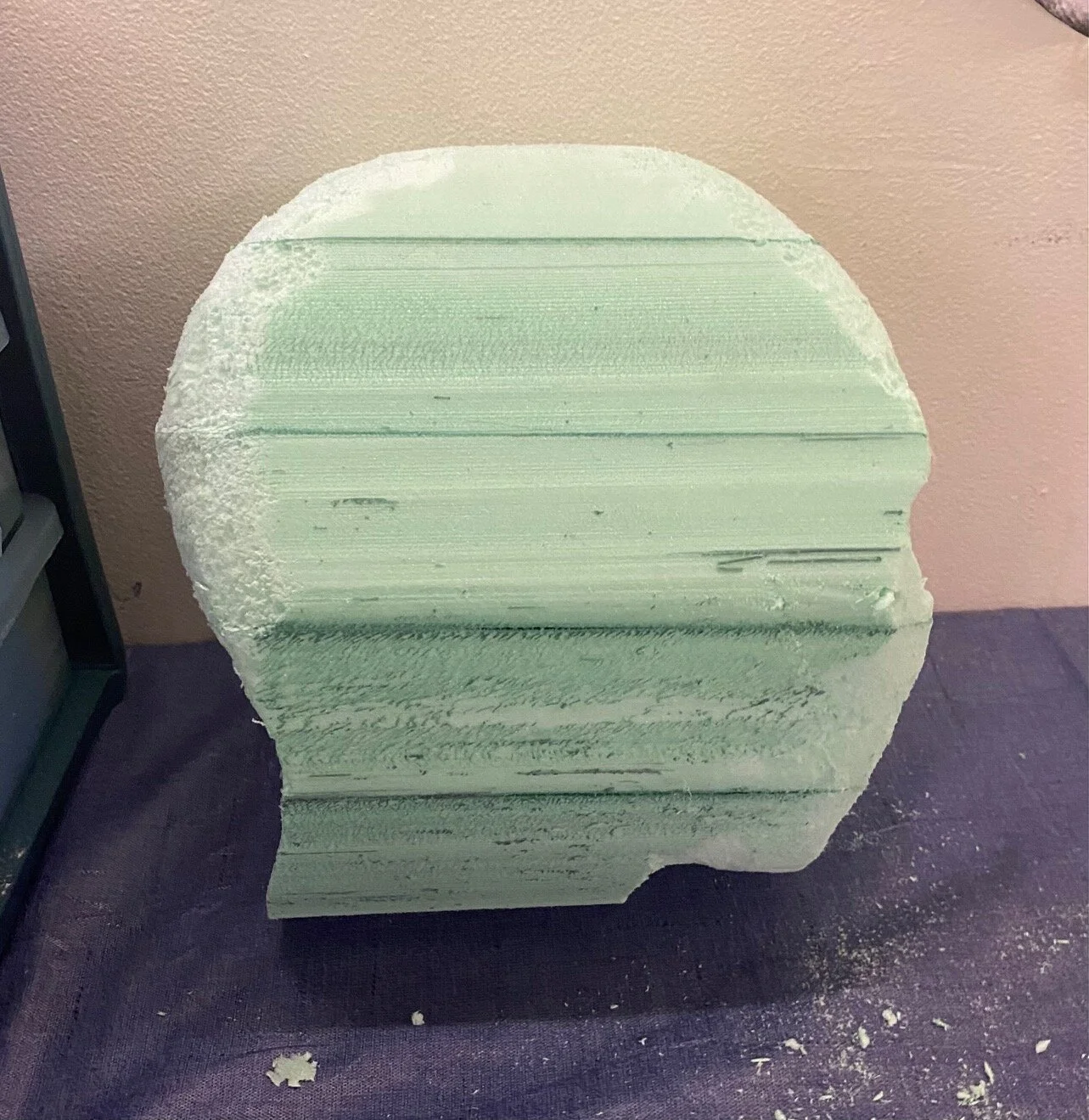 Head after being cut on bandsaw, pre-carving