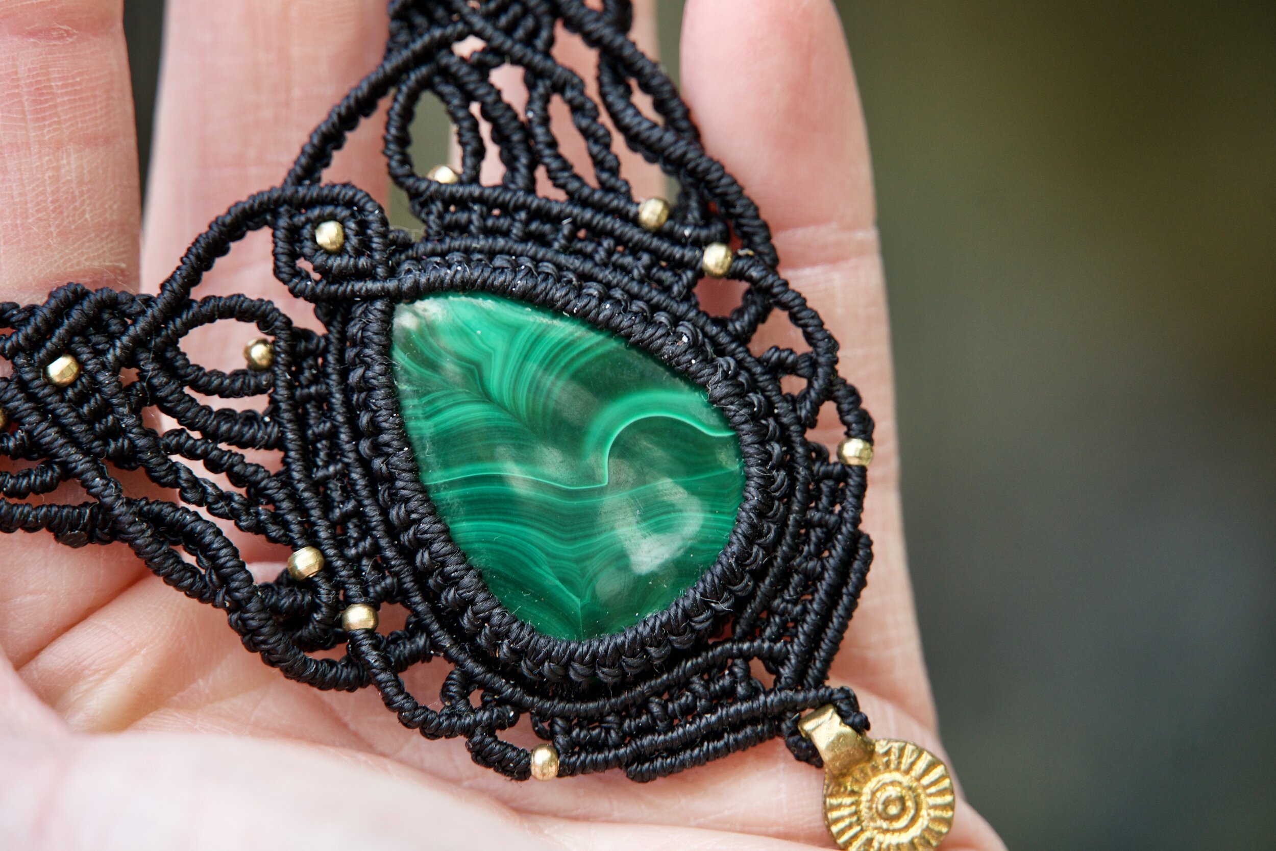 Malachite Micro Macrame Adjustable 