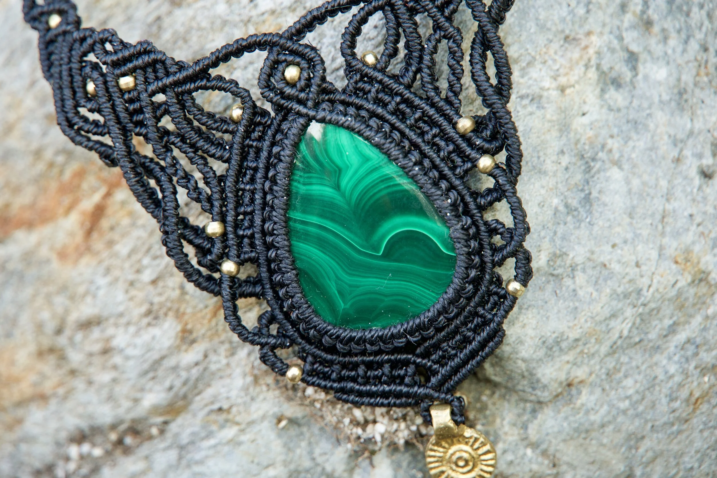 Malachite Micro Macrame Adjustable 
