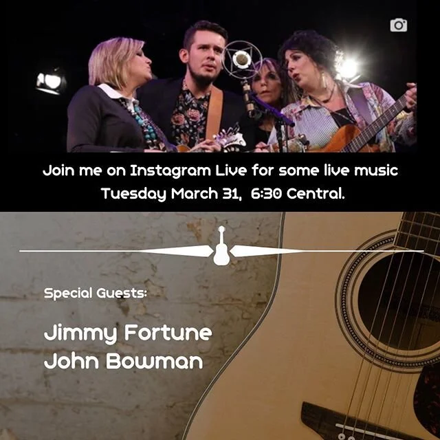 Join me on Instagram Live tomorrow at 6:30pm CST! I&rsquo;ll be singing with my dad, John Bowman and Jimmy Fortune! It&rsquo;s going to be a fun night! #countrymusic #quarantine #socialdistancing #athomeconcert