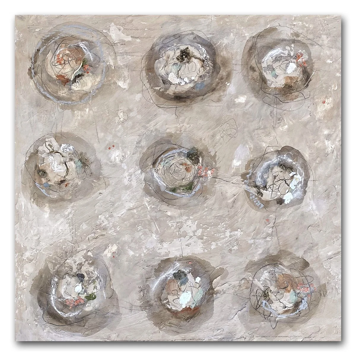 edgy and earthy contemporary art in neutral colors