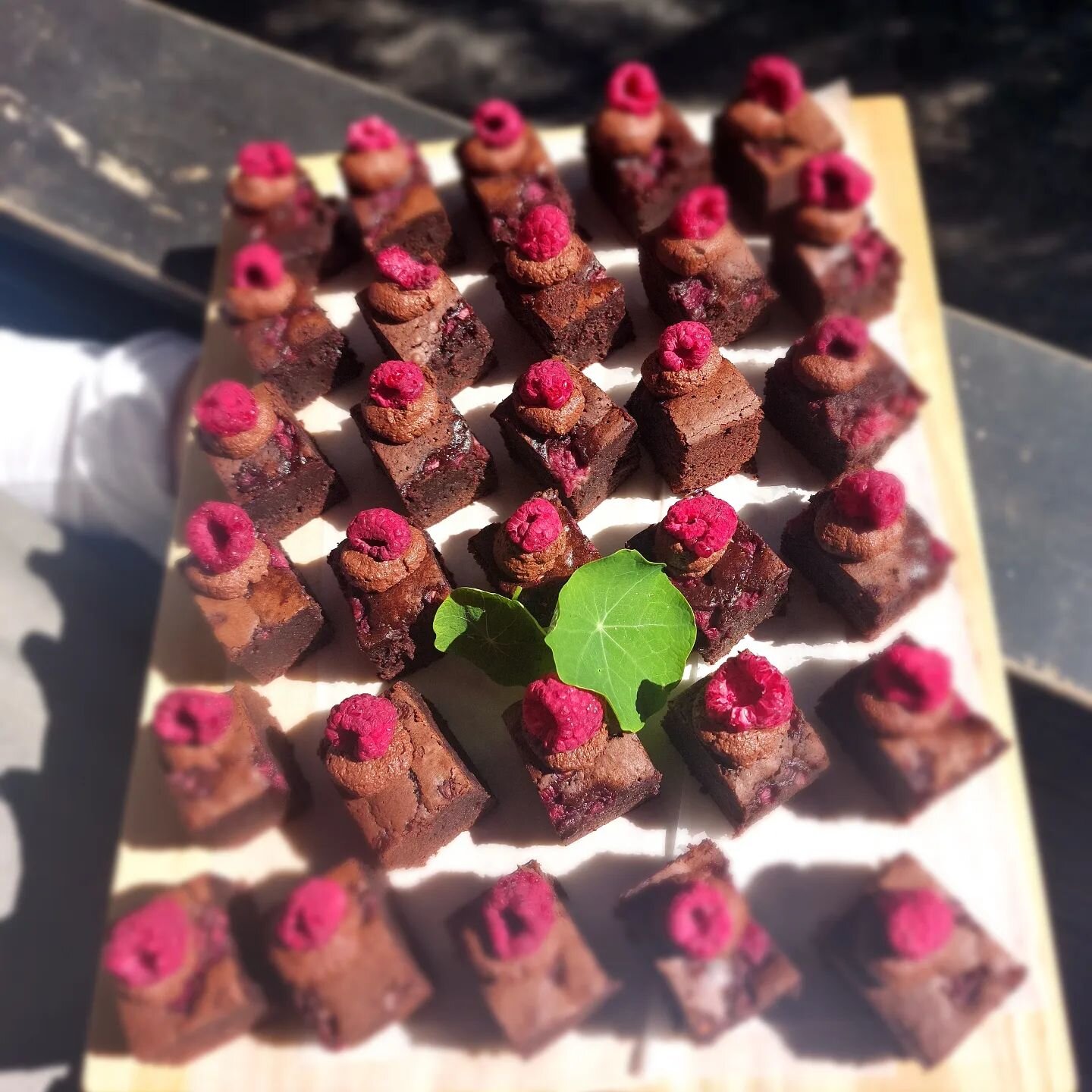 Current situation...

Stunning day for a wedding! I adore it when my couples choose a sweet canape option, these raspberry chocolate brownies get snapped up fast!