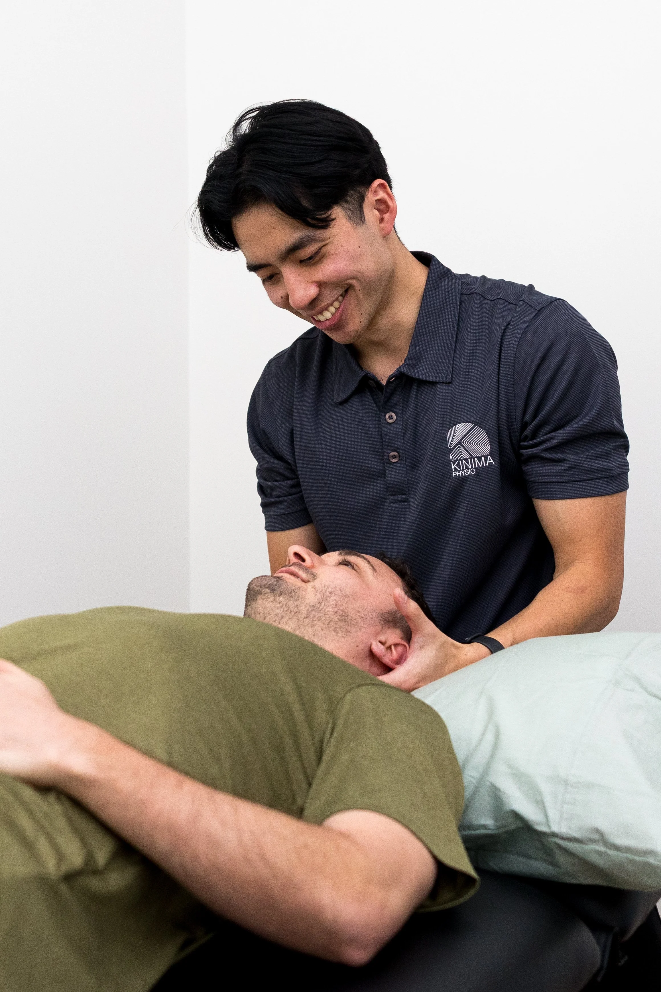 Man receiving hands on physiotherapy manual therapy technique at Kinima Physio